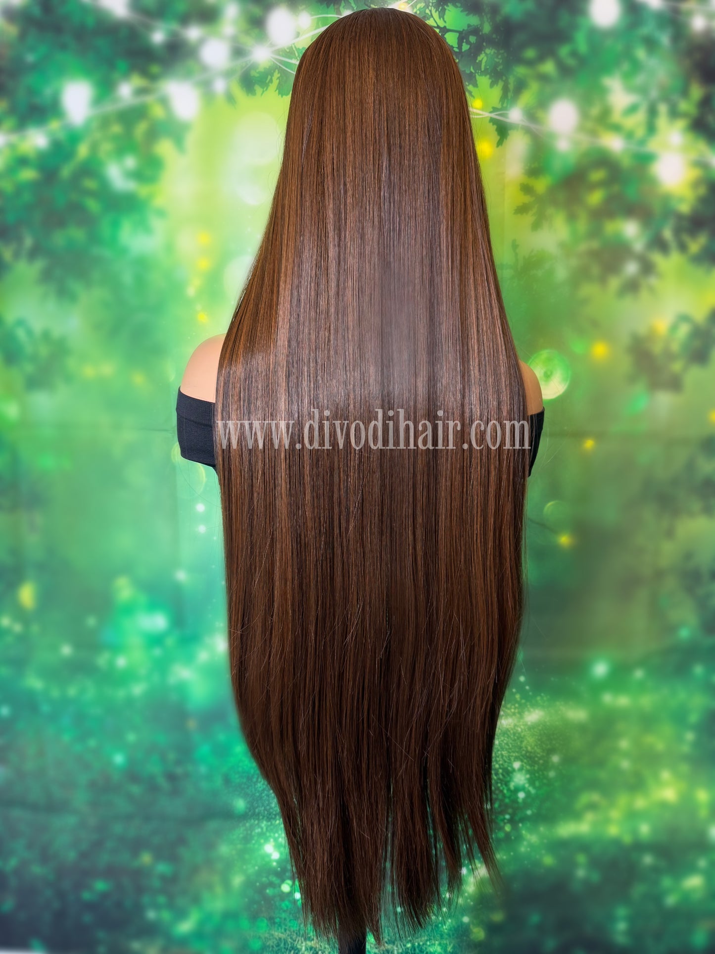 30-Inch Brown Wig with Subtle Highlights -Futura Fiber - 150% Density - DH315