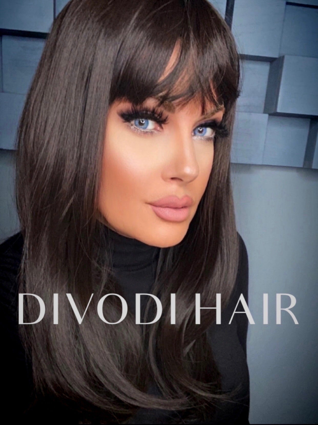 Ella-Dark Brown with Bangs Non-Lace Wig