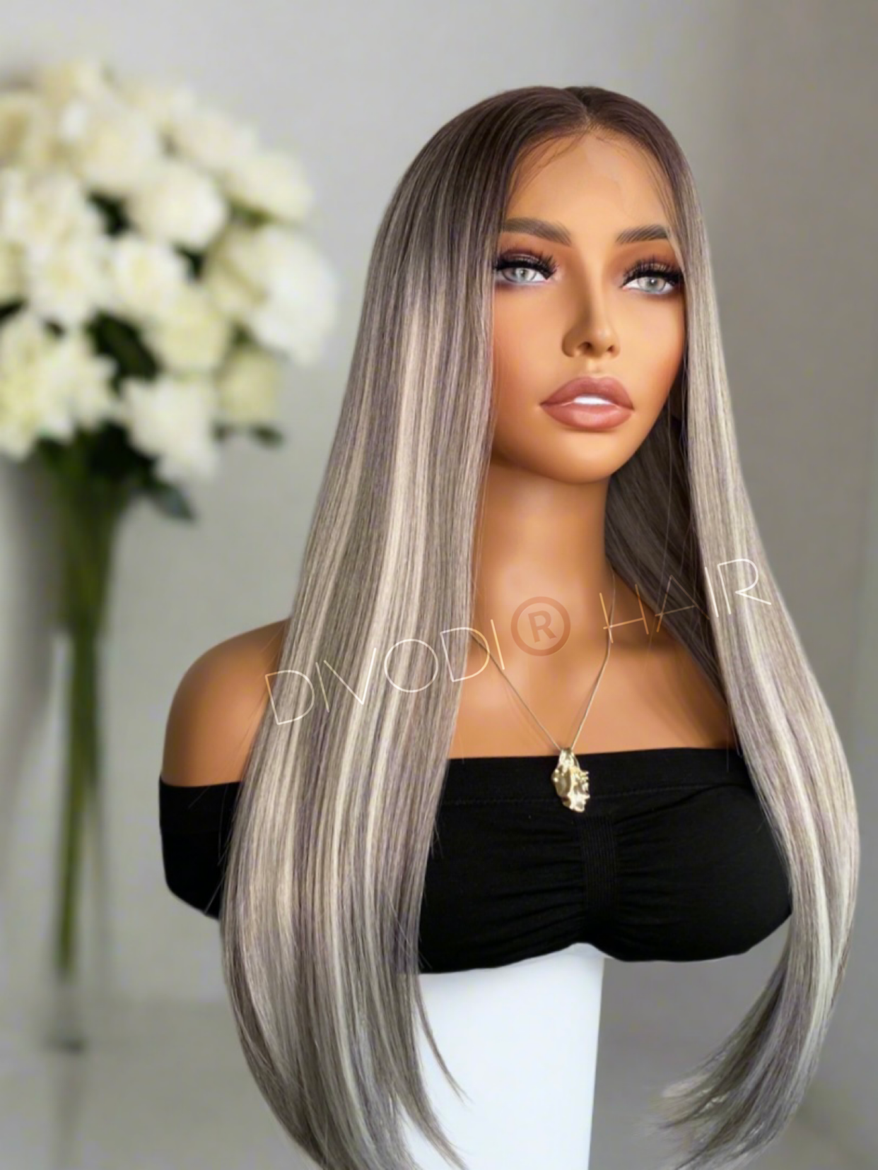 Silvie-Ombre Silver Gray Futura Fiber (13x4) Lace Front Wig