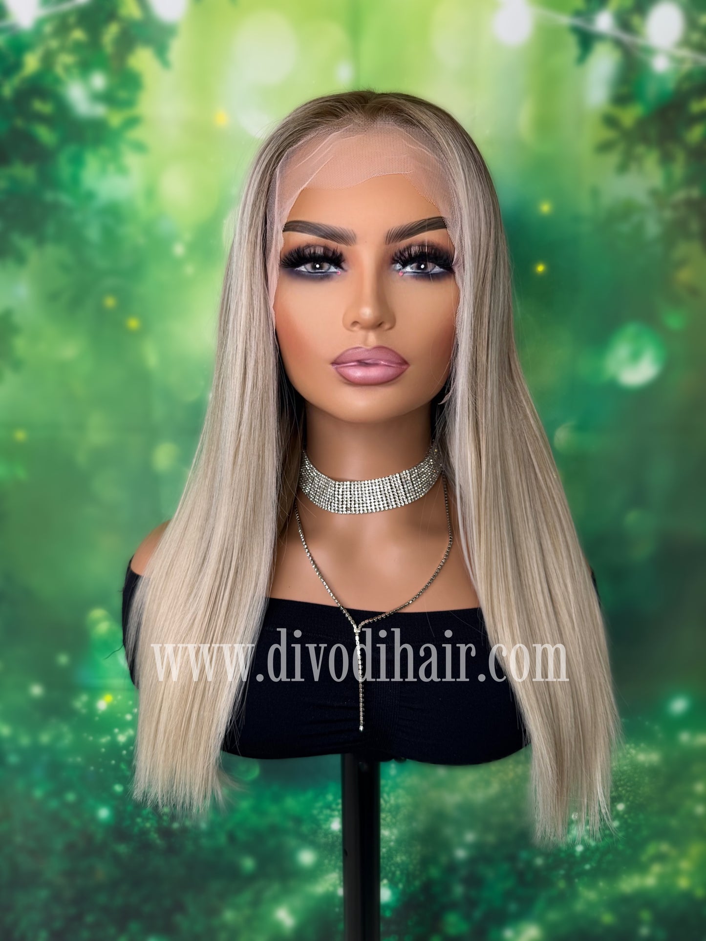22" Rooted Blonde Wig with Highlights-Heat Resistant-150% Density-DH319