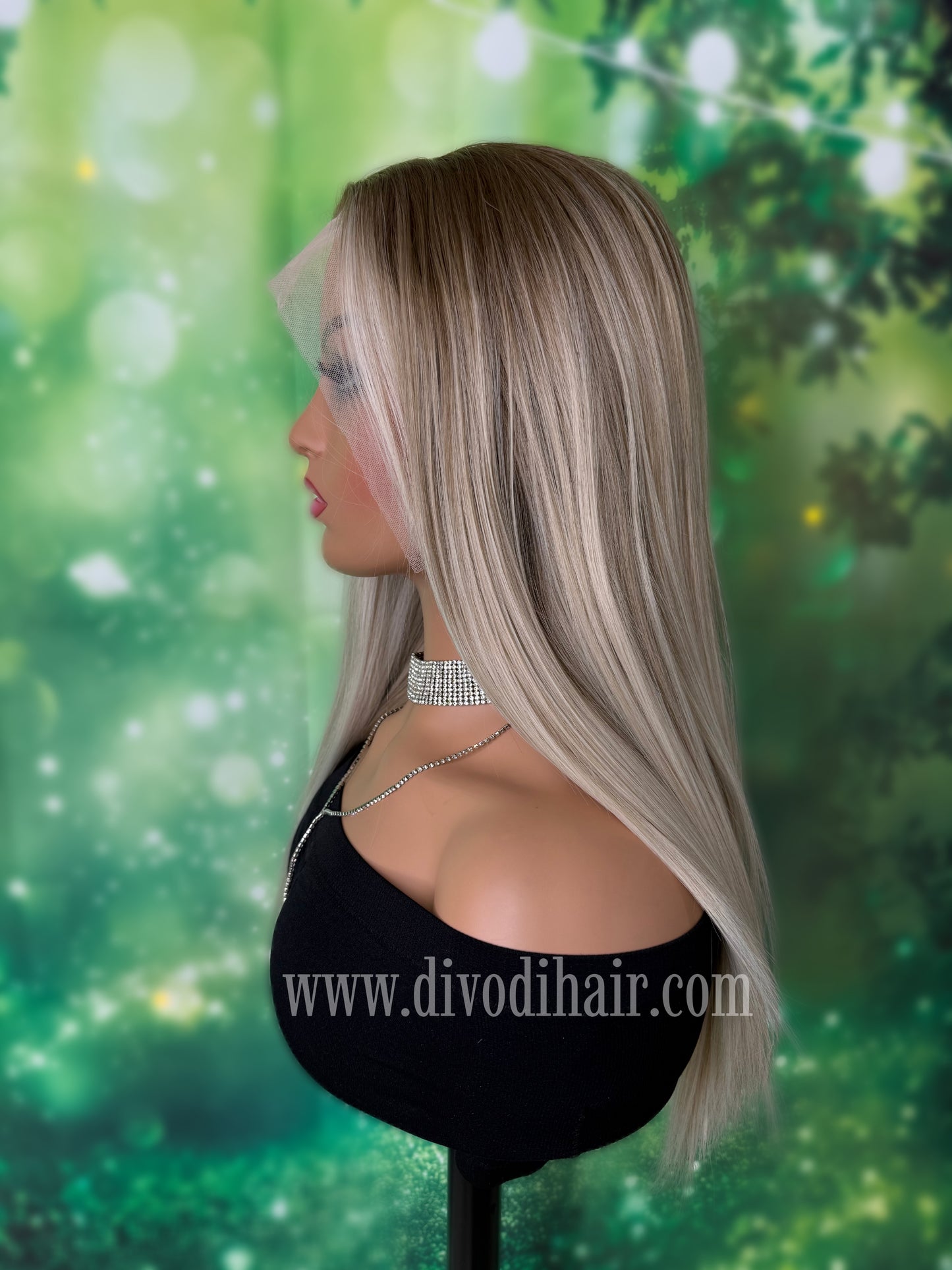 22" Rooted Blonde Wig with Highlights-Heat Resistant-150% Density-DH319