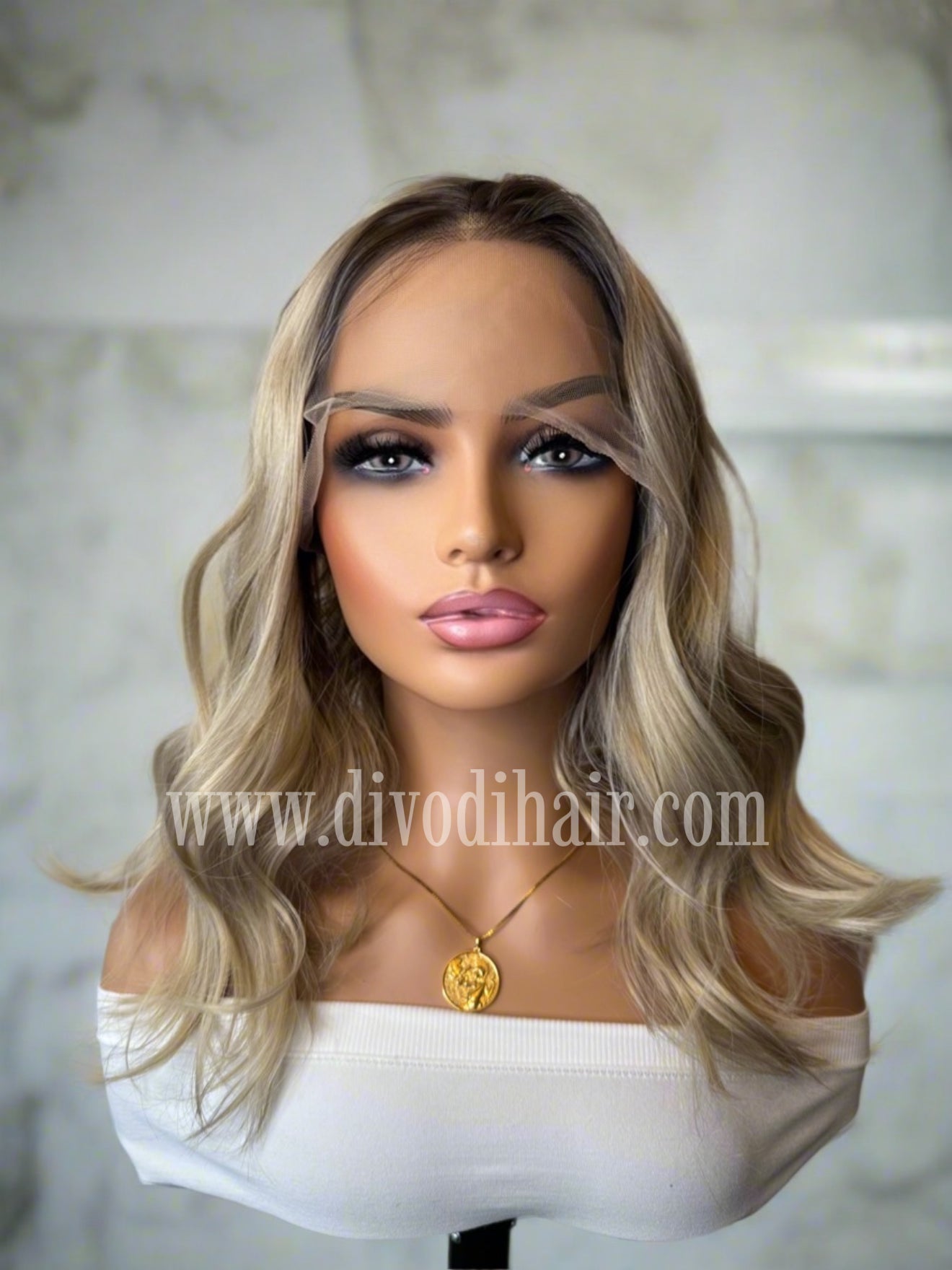 Ombre Beige Blonde Rooted-(13x3) Lace Front Wig-DH301