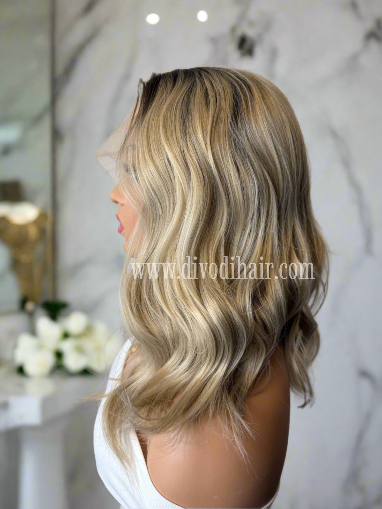 Ombre Beige Blonde Rooted-(13x3) Lace Front Wig-DH301