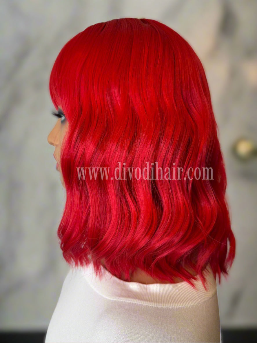 Red Cosplay Costume Wig with Bangs-DH345