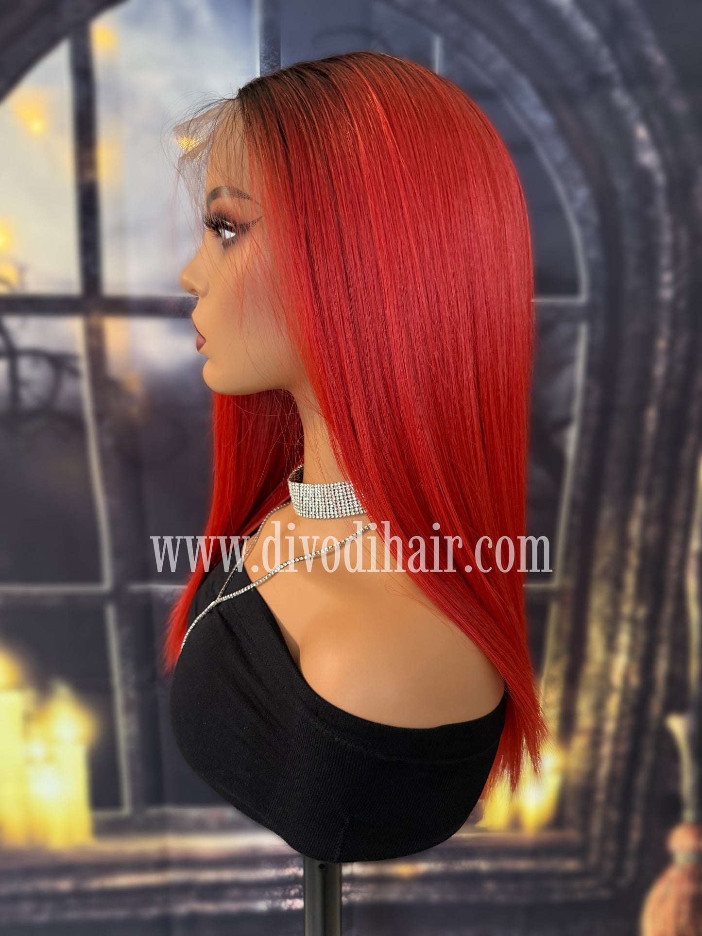 Rooted Red-T-Part Lace Front Wig-DH348