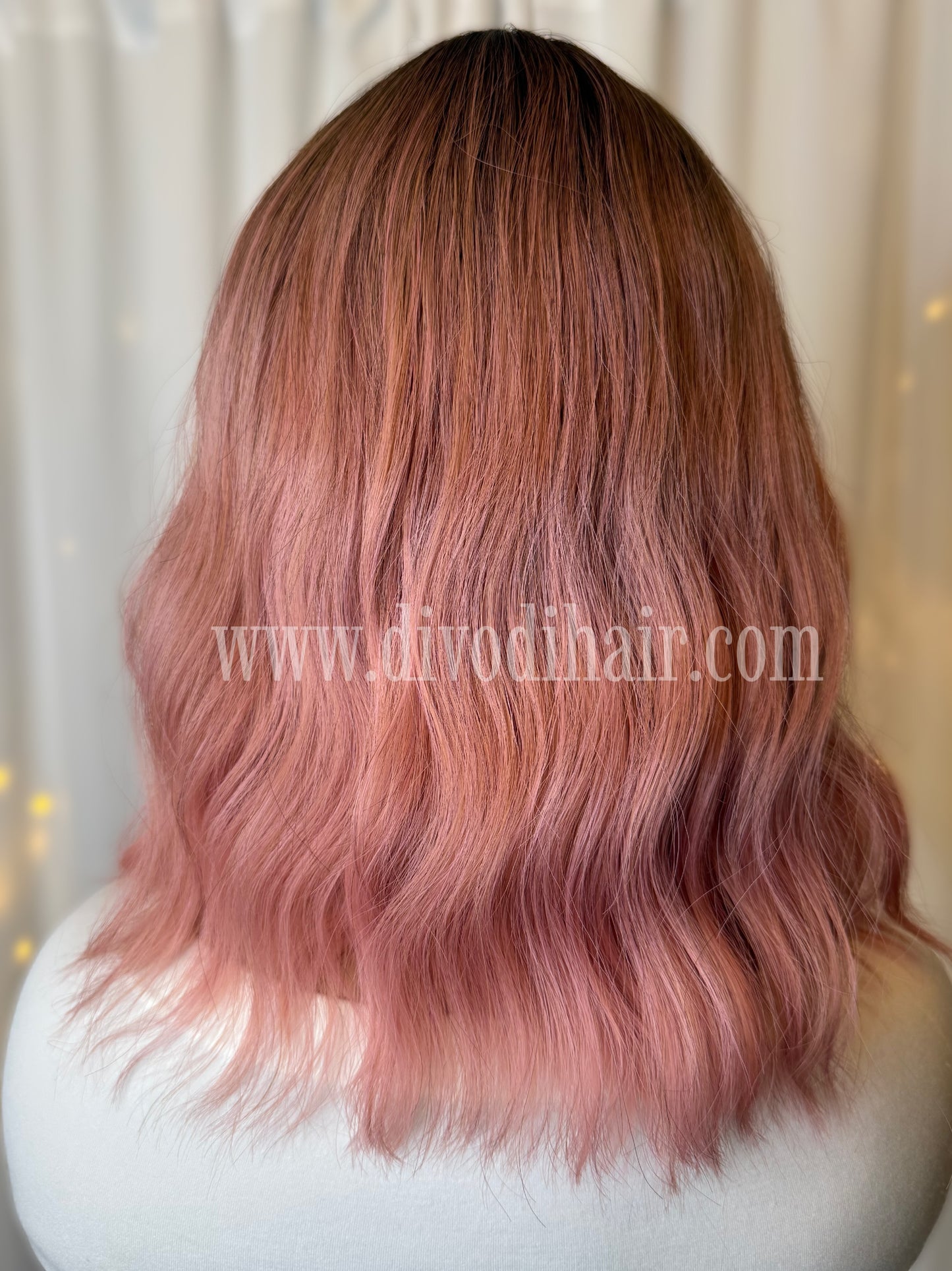 May-Ombre Pink with Bangs Non-Lace Wig