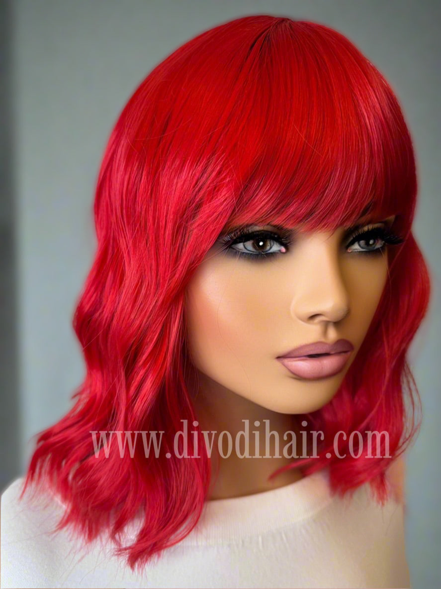 Red Cosplay Costume Wig with Bangs-DH345