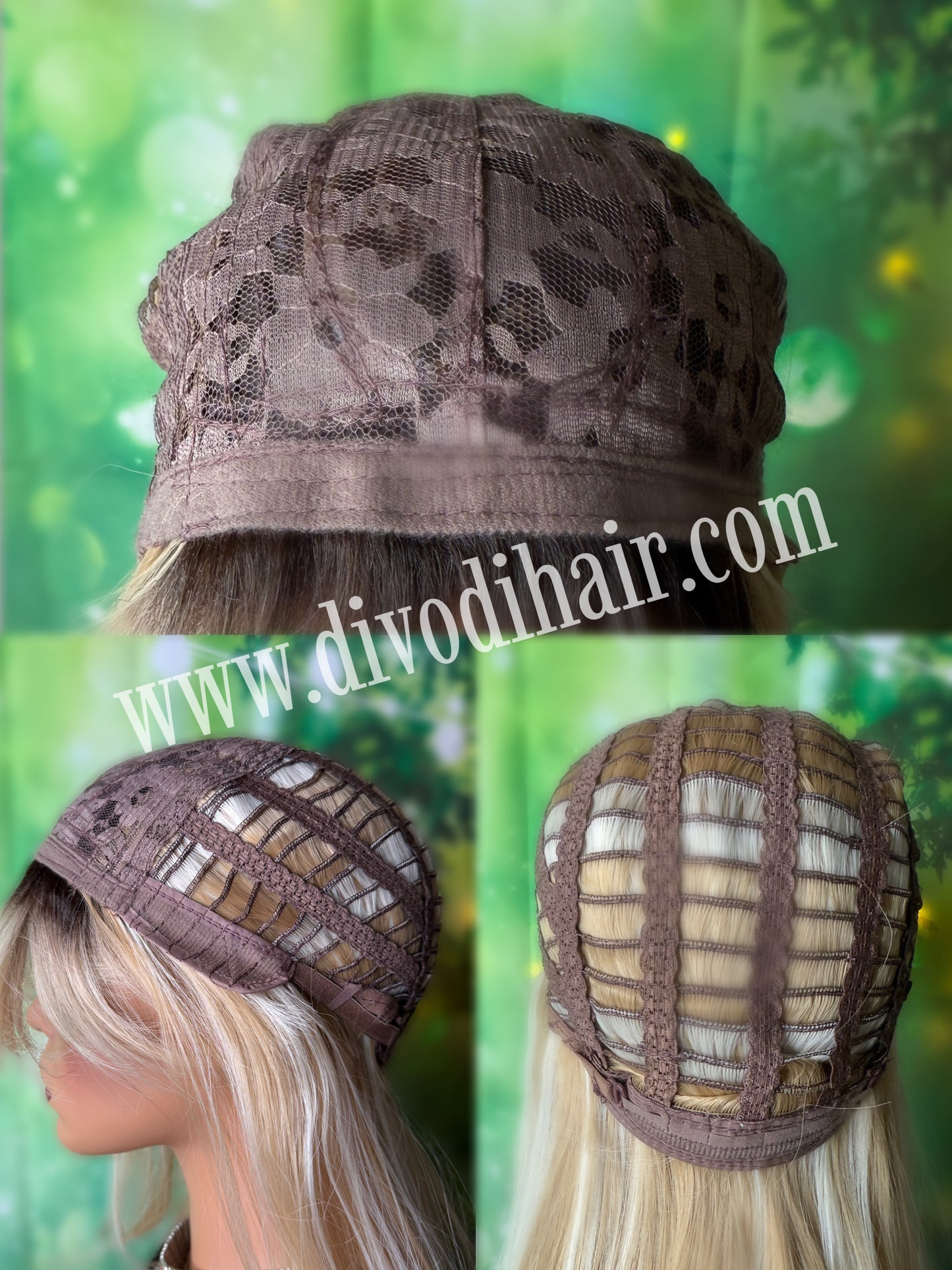 Ombre Blonde Wig with Bangs-DH341