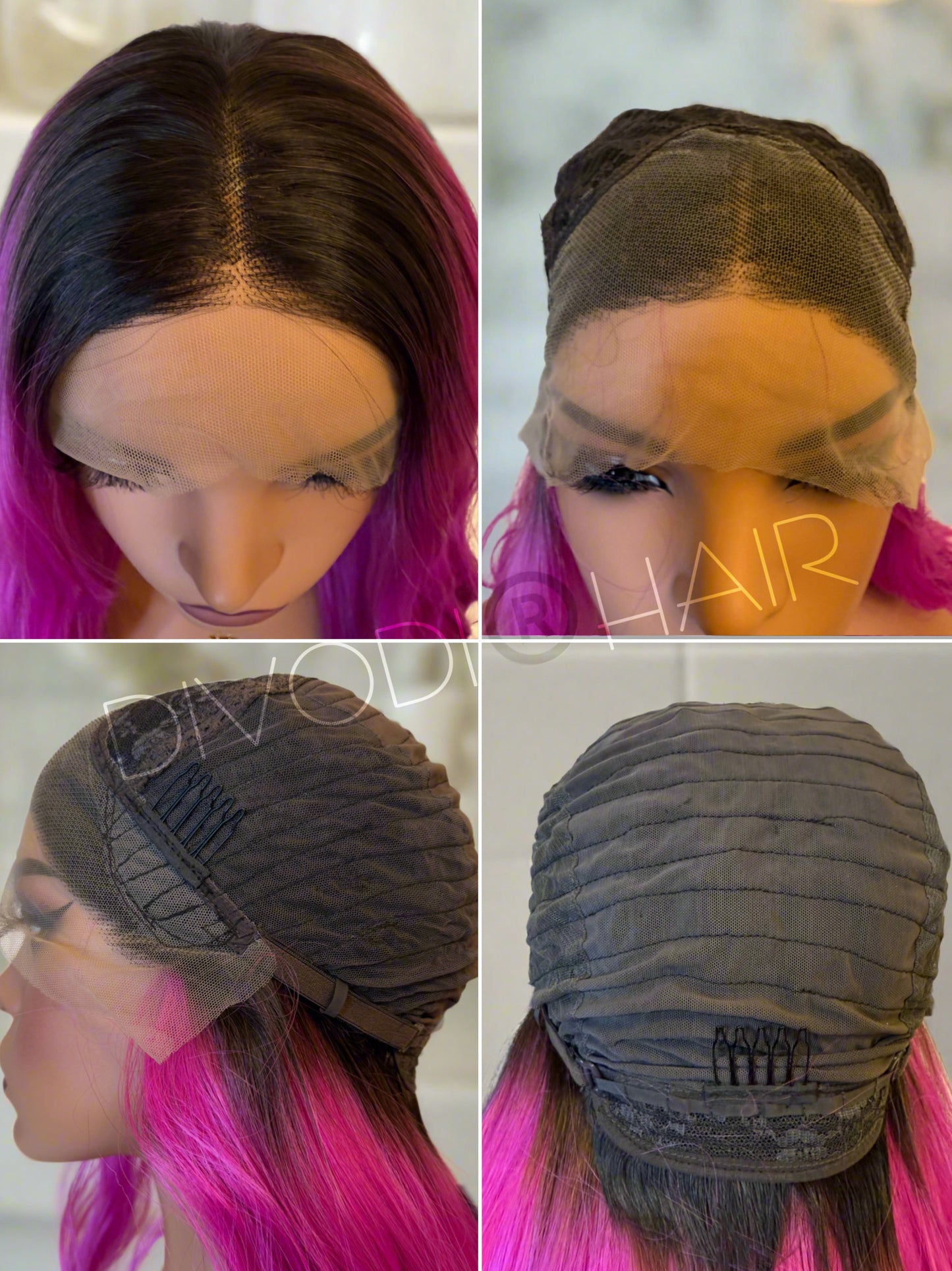 Rose-Ombre Fuchsia Futura Fiber (13x3) Lace Front Wig