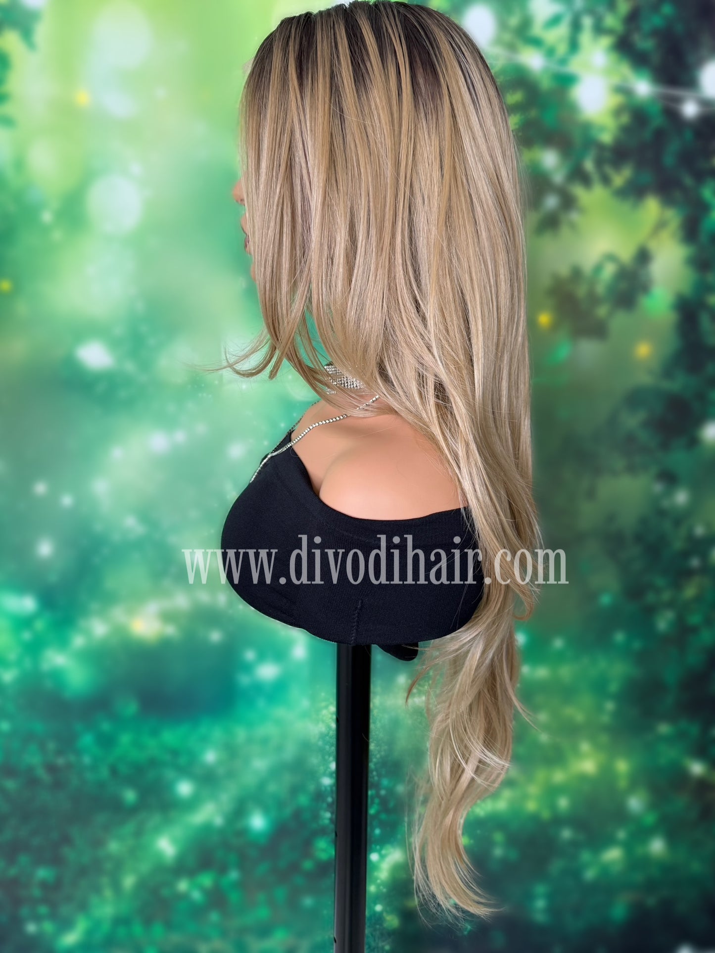 Long Layered Rooted Dark Blonde Wig-Futura Fiber-(13x3) Lace Front-DH322