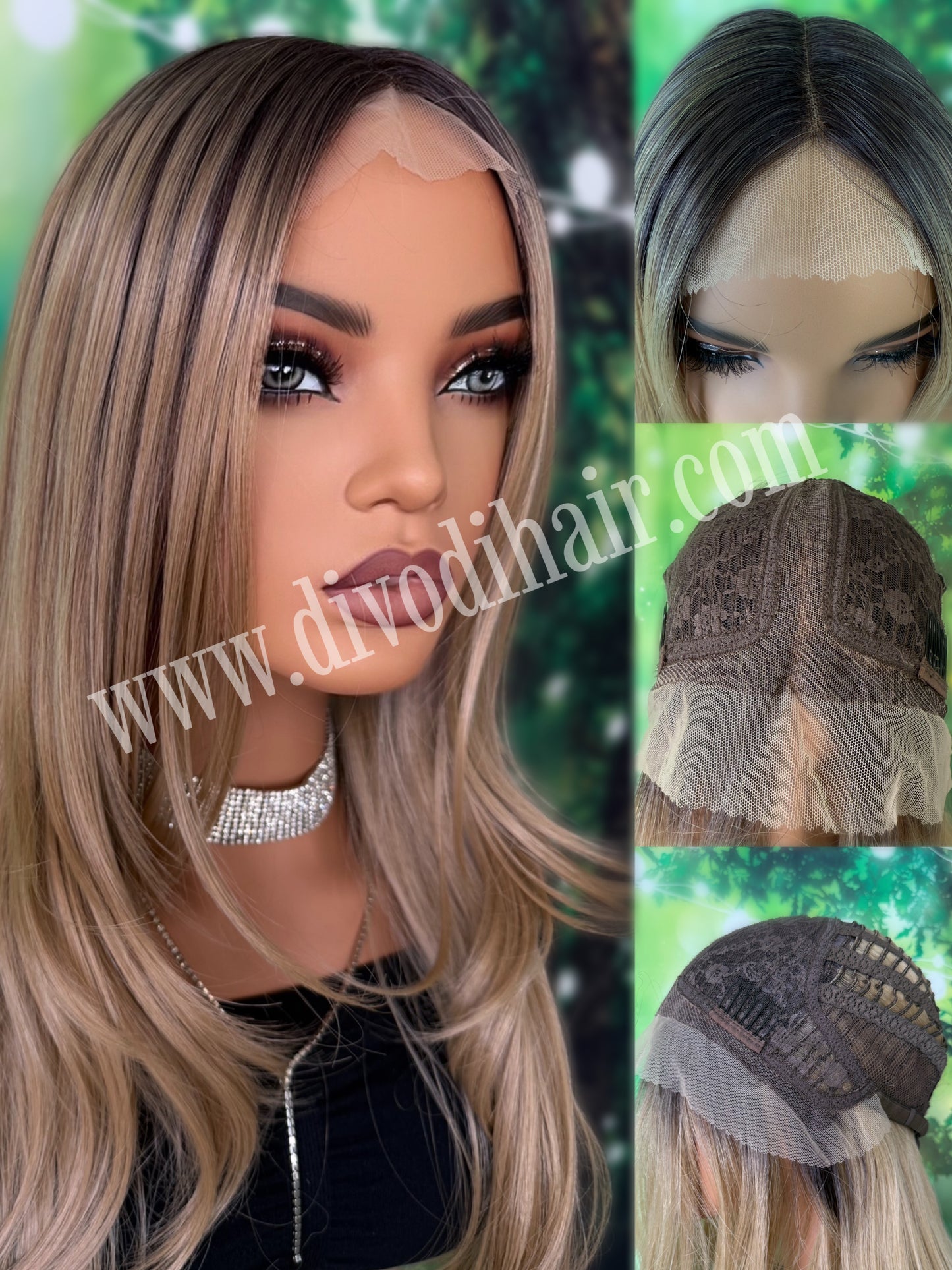 Long Layered Rooted Dark Blonde Wig-Futura Fiber-(13x3) Lace Front-DH322