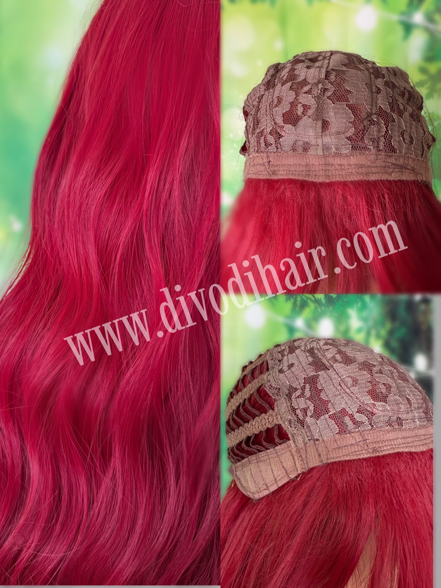 Deep Red Wig with Bangs-DH323