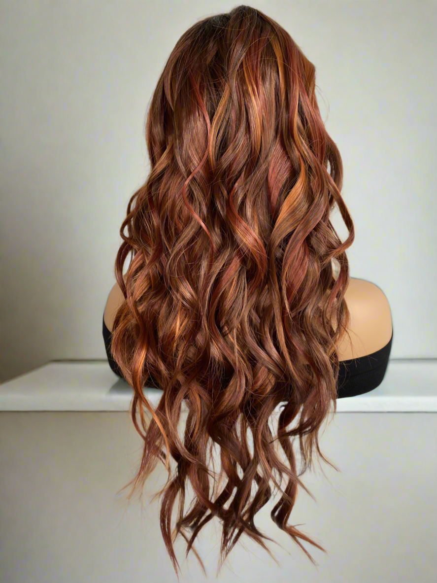 Raquel-Ombre Auburn Red Futura Fiber T-Part Lace Front Wig