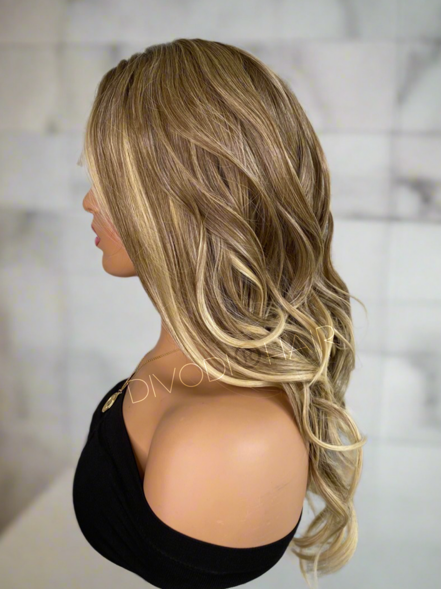 Kay-Dark Blonde/Highlights Futura Fiber T-Part Lace Front Wig