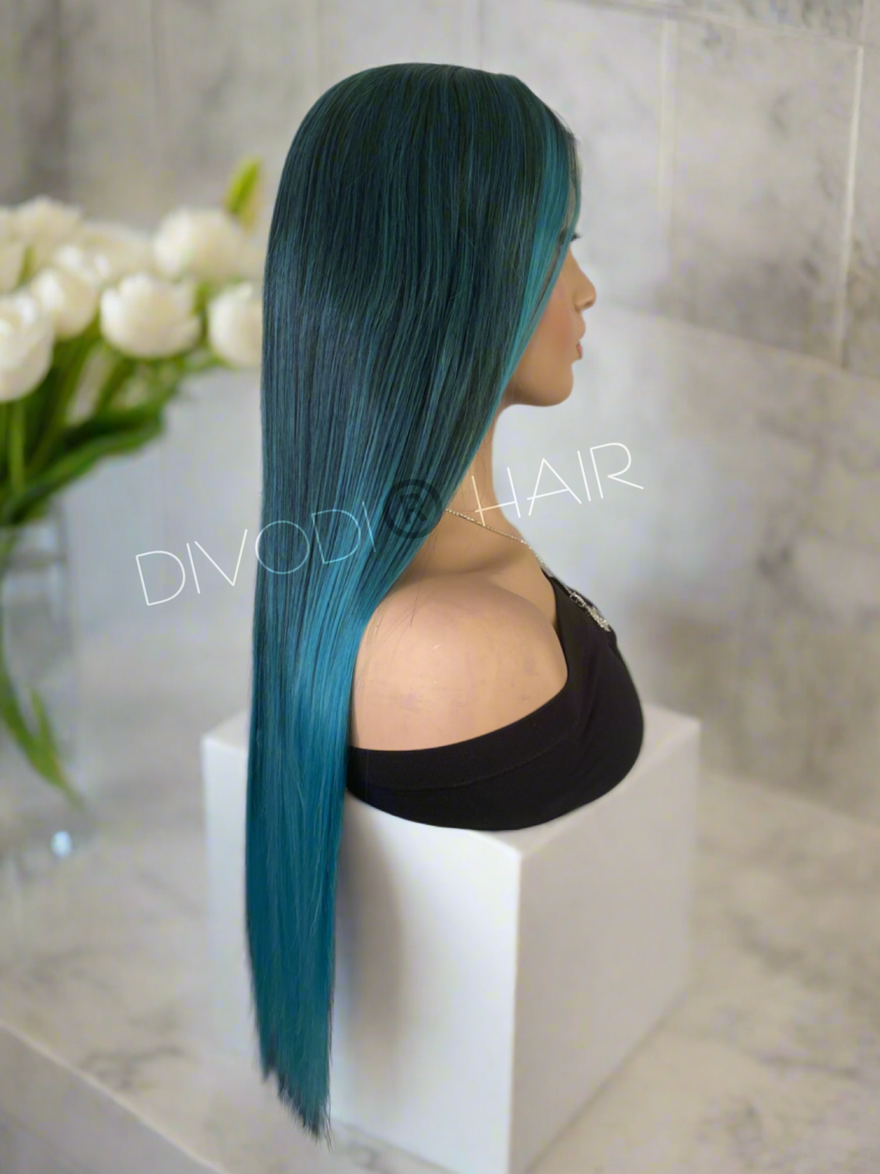Neptune-Ombre Blue Futura Fiber (13x4) Lace Front Wig