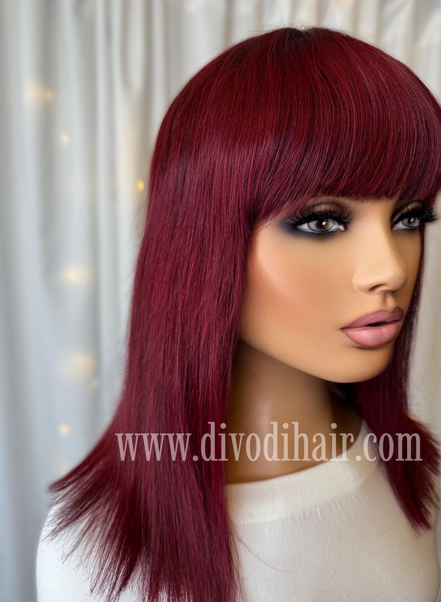 Eleanor-Burgundy Red Non-Lace Wig