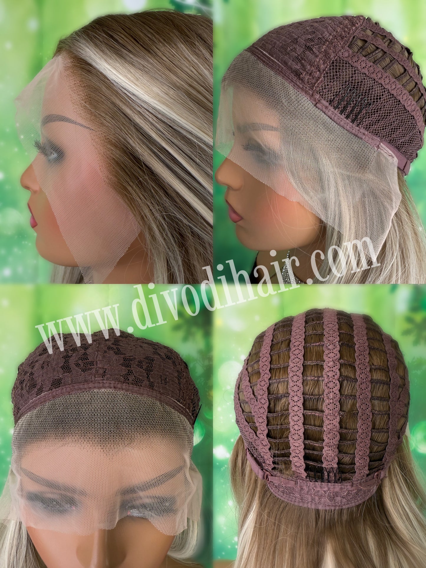 22" Rooted Blonde Wig with Highlights-Heat Resistant-150% Density-DH319