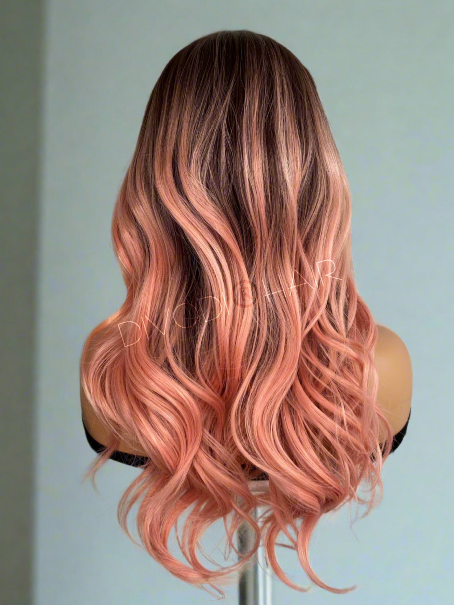 Coralie-Ombre Coral Pink/Brown Blend Futura Fiber (13x4) Lace Front Wig