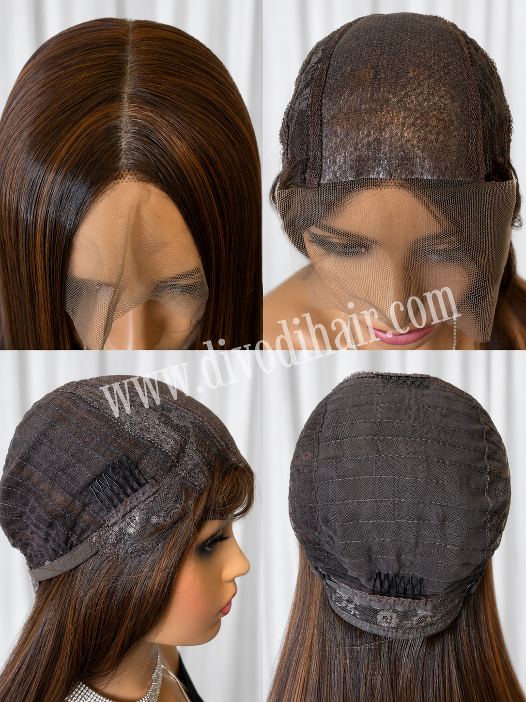 30-Inch Brown Wig with Subtle Highlights -Futura Fiber - 150% Density - DH315