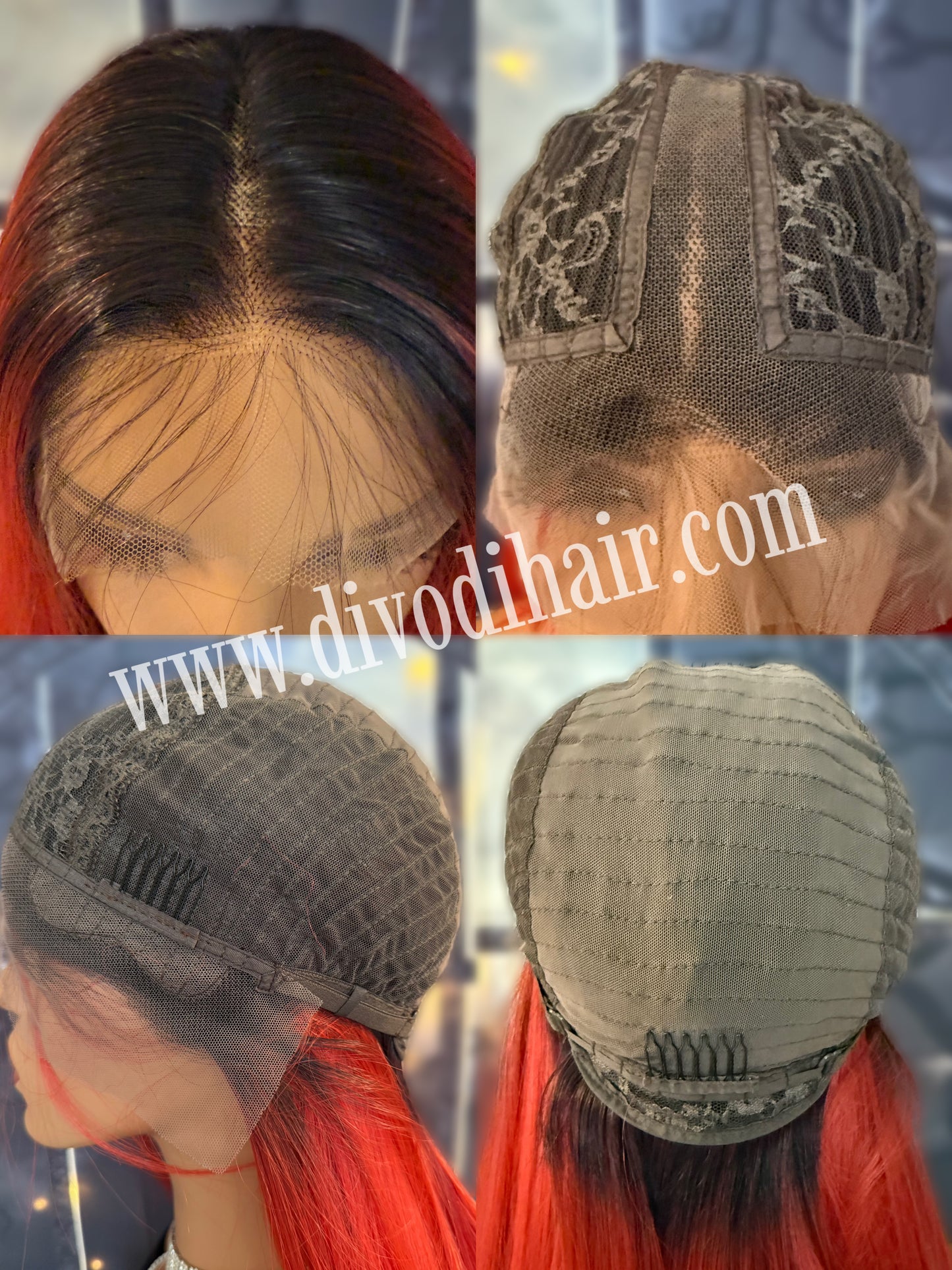 Rooted Red-T-Part Lace Front Wig-DH348