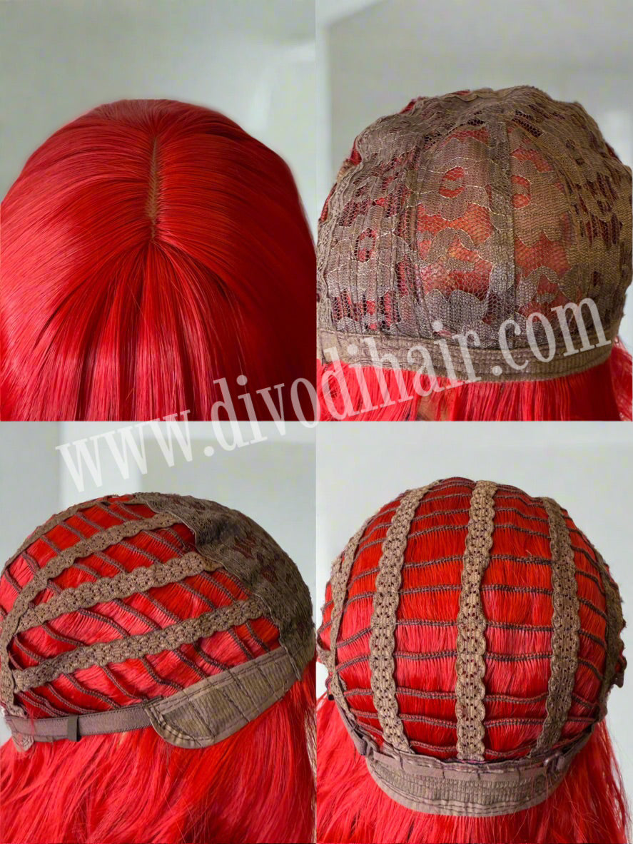 Red Cosplay Costume Wig with Bangs-DH345
