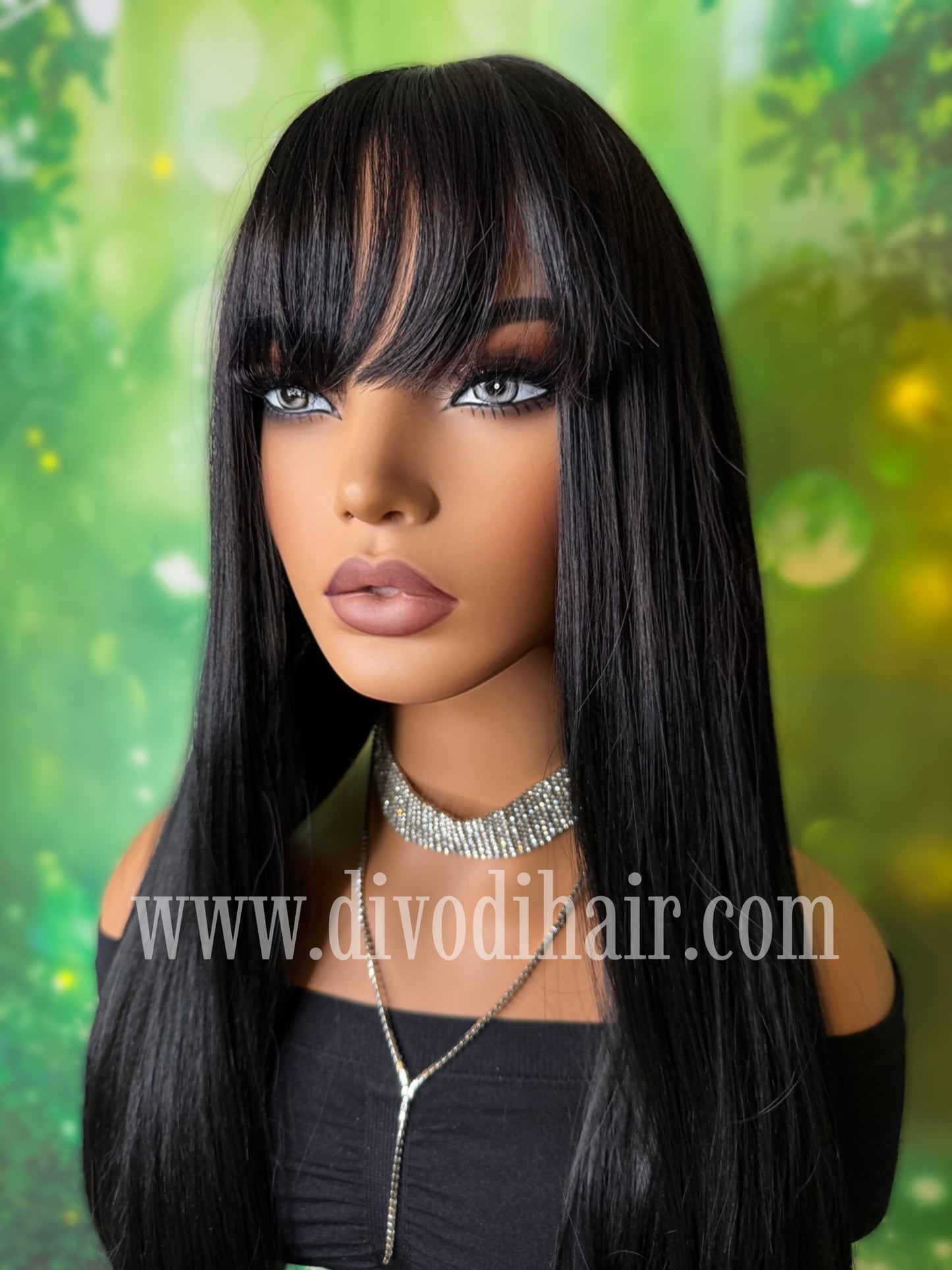 Black Wig with Bangs-DH339