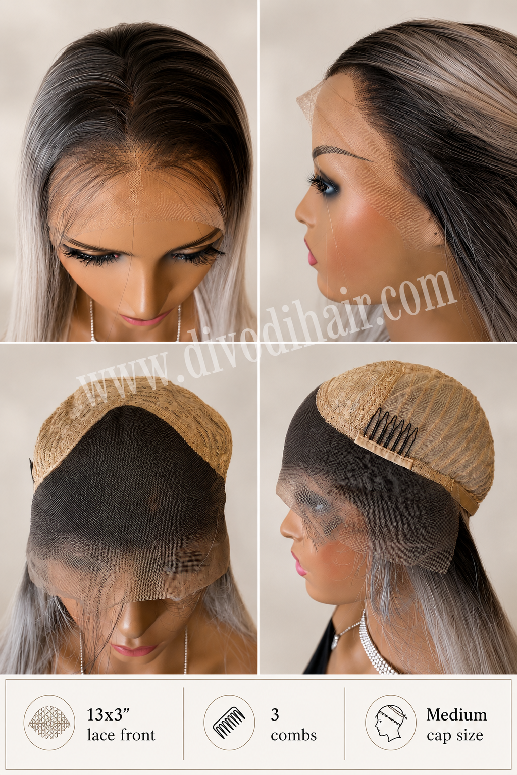 Ombre Platinum Blonde-(13x3) Lace Front Wig-DH310