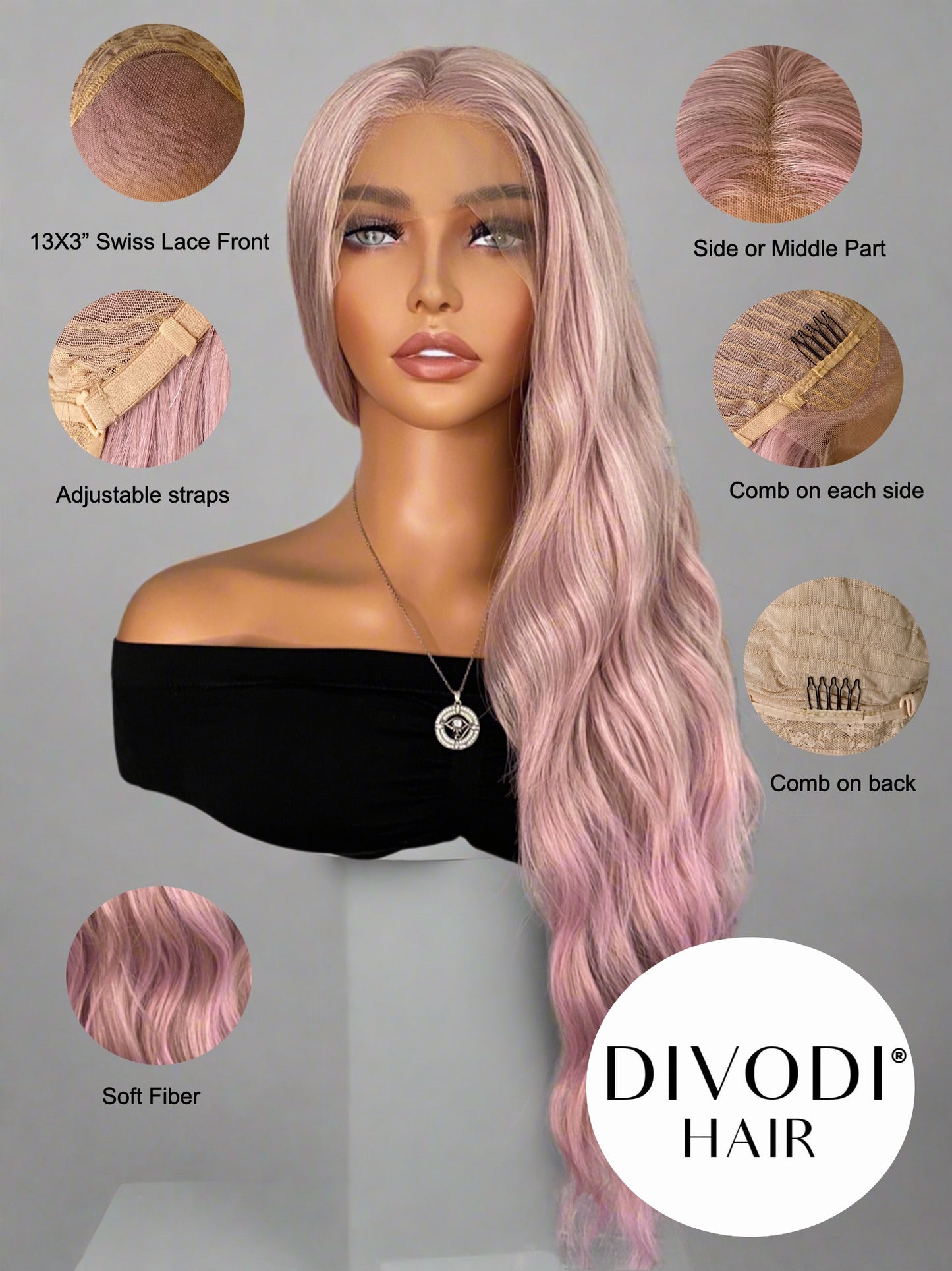 Alina-Beach Wave-Ombre Pink/Pastel Blend (13x3) Lace Front Wig