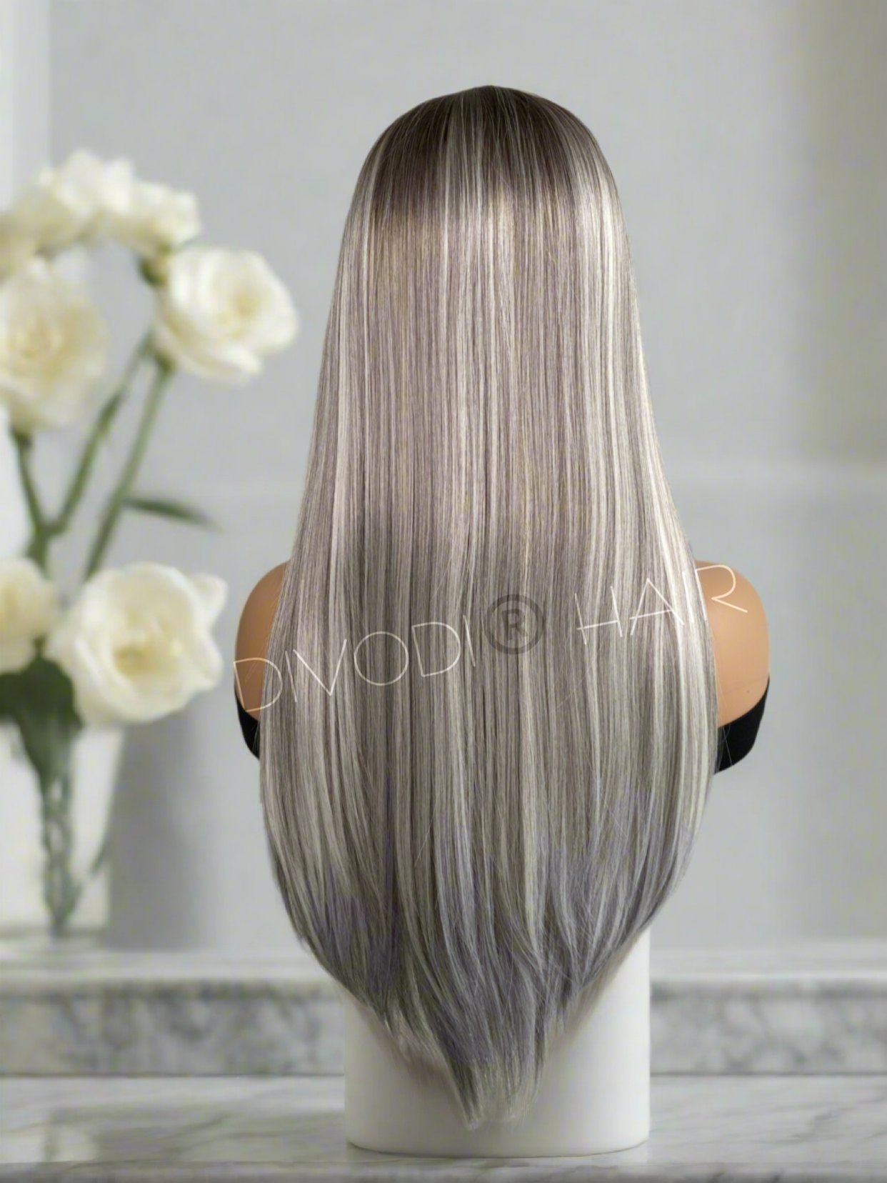 Silvie-Ombre Silver Gray Futura Fiber (13x4) Lace Front Wig