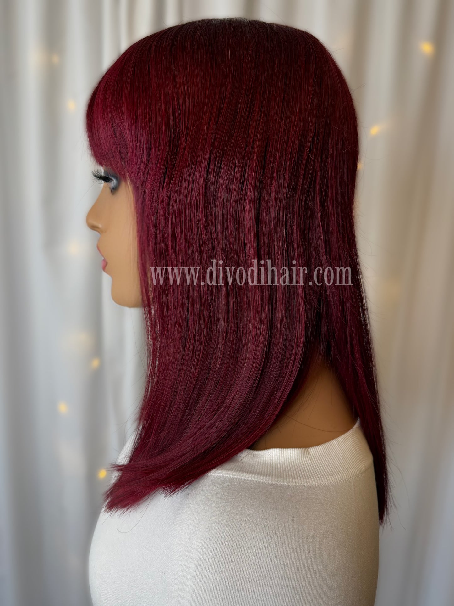 Eleanor-Burgundy Red Non-Lace Wig