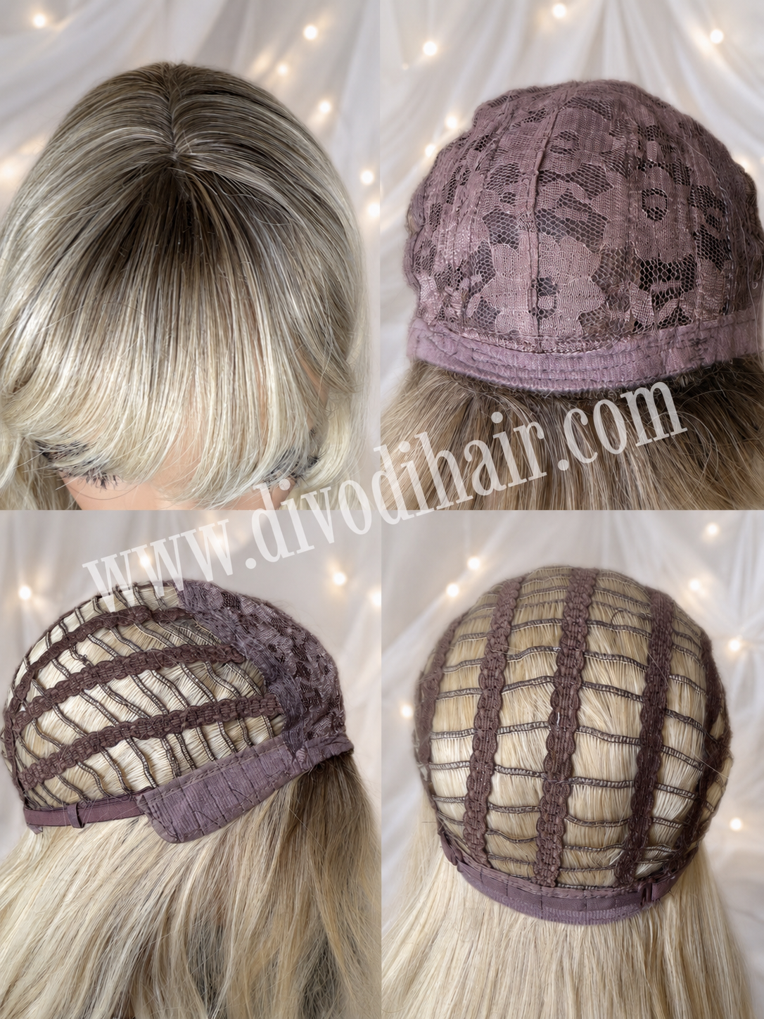 Ombre Blonde Wavy Wig with Bangs-DH340