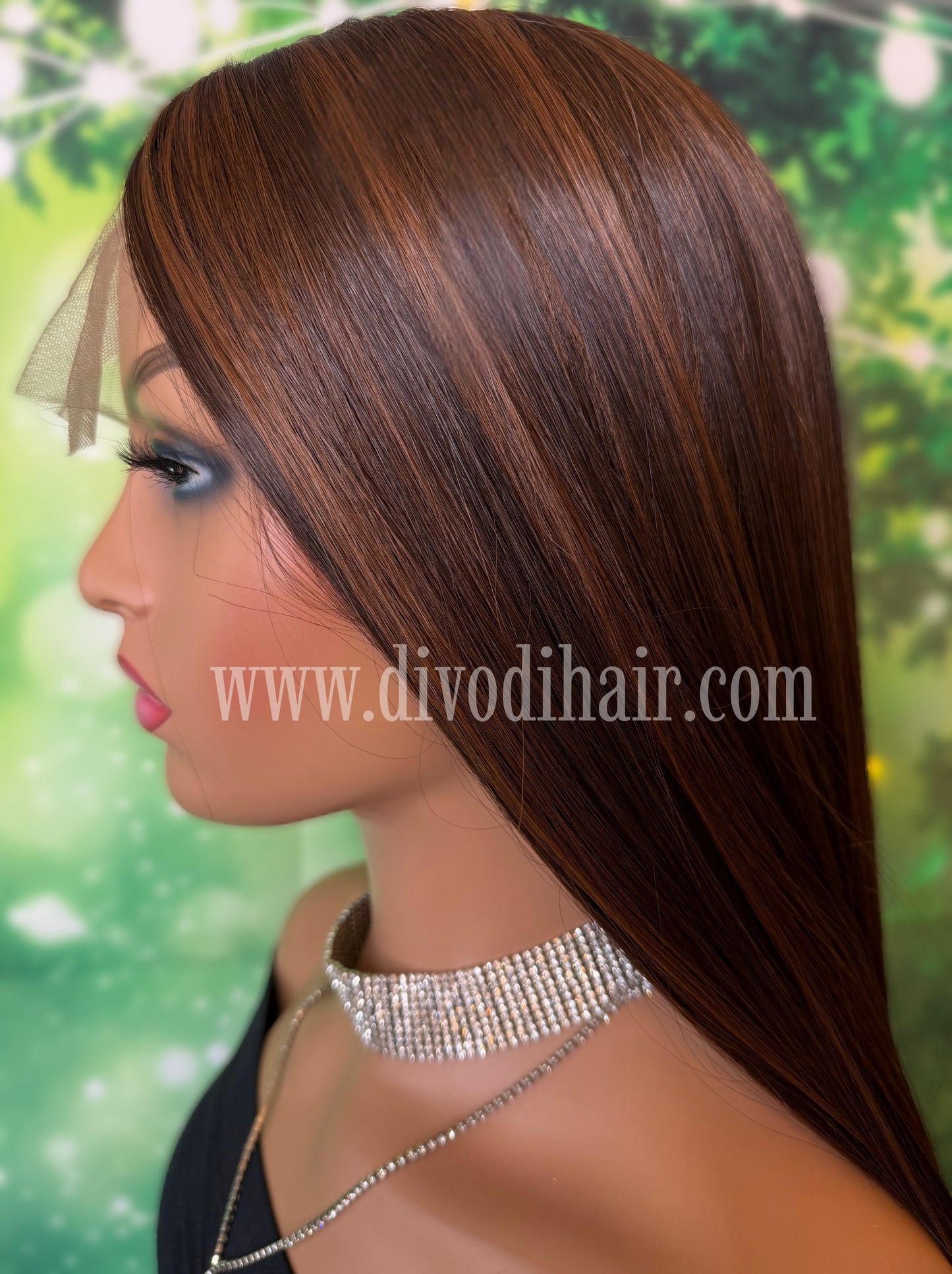 30-Inch Brown Wig with Subtle Highlights -Futura Fiber - 150% Density - DH315