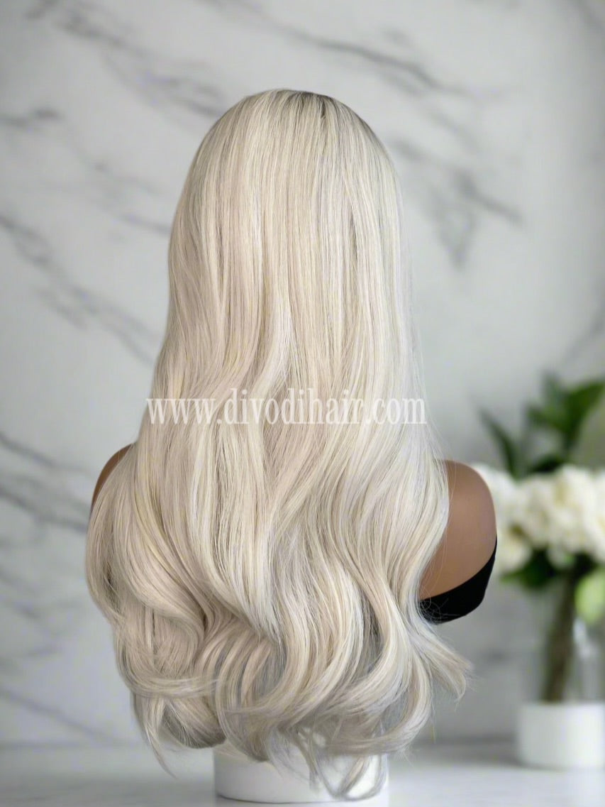 Lynn-Ombre Platinum Blonde-13x4 Lace Front with Curtain Bangs