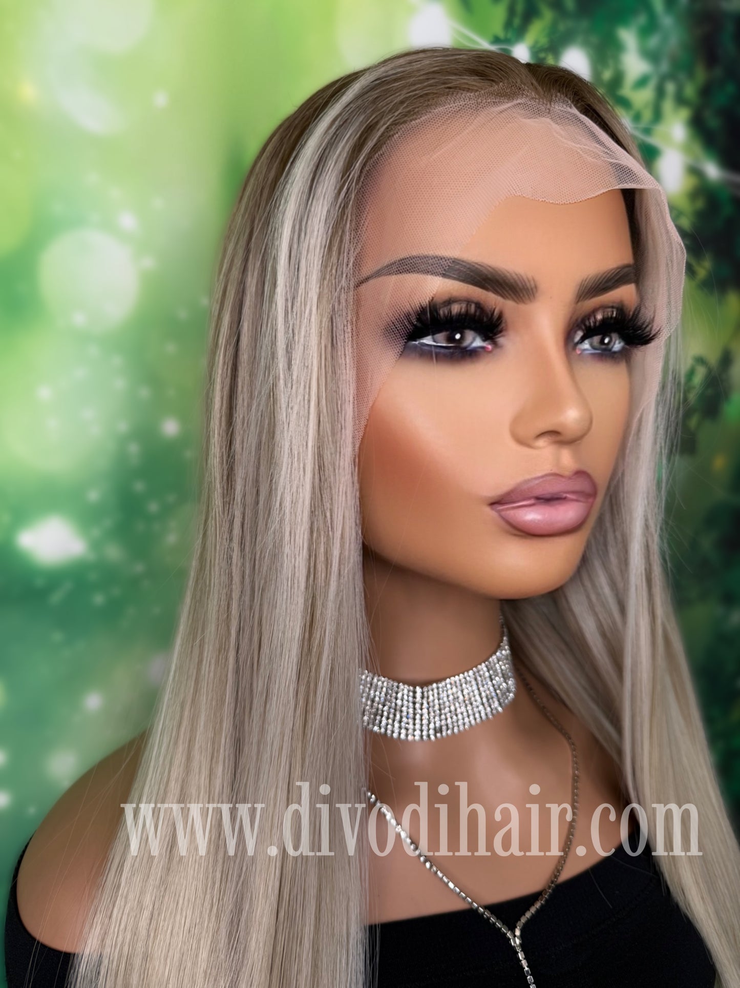 22" Rooted Blonde Wig with Highlights-Heat Resistant-150% Density-DH319