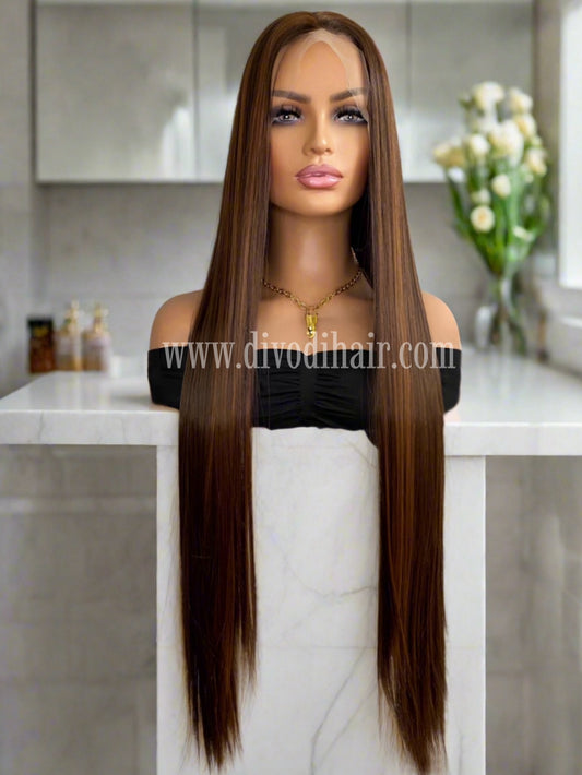 Eve-Brown/Highlights Futura Fiber (13x4) Lace Front Wig