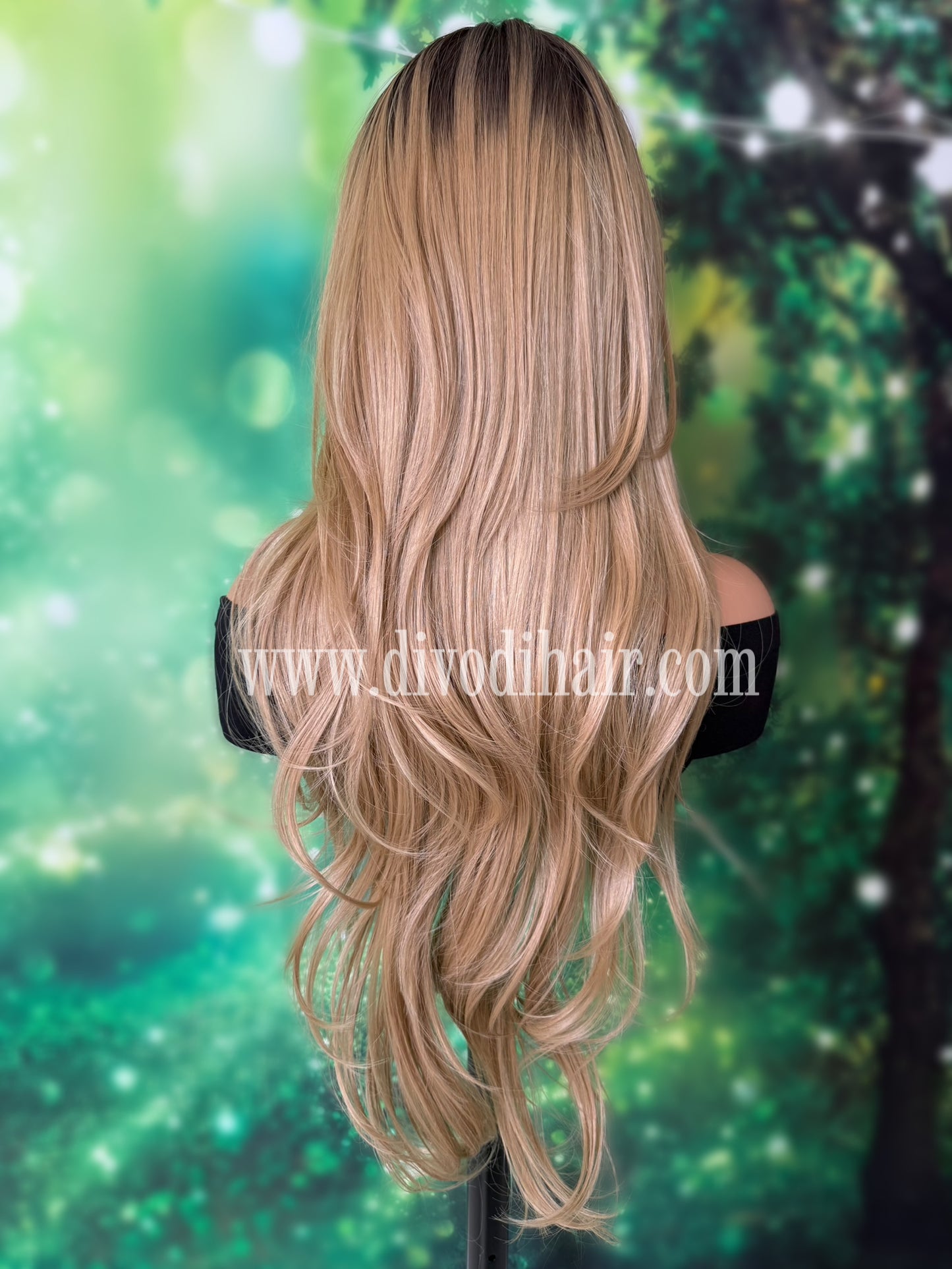 Long Layered Rooted Dark Blonde Wig-Futura Fiber-(13x3) Lace Front-DH322