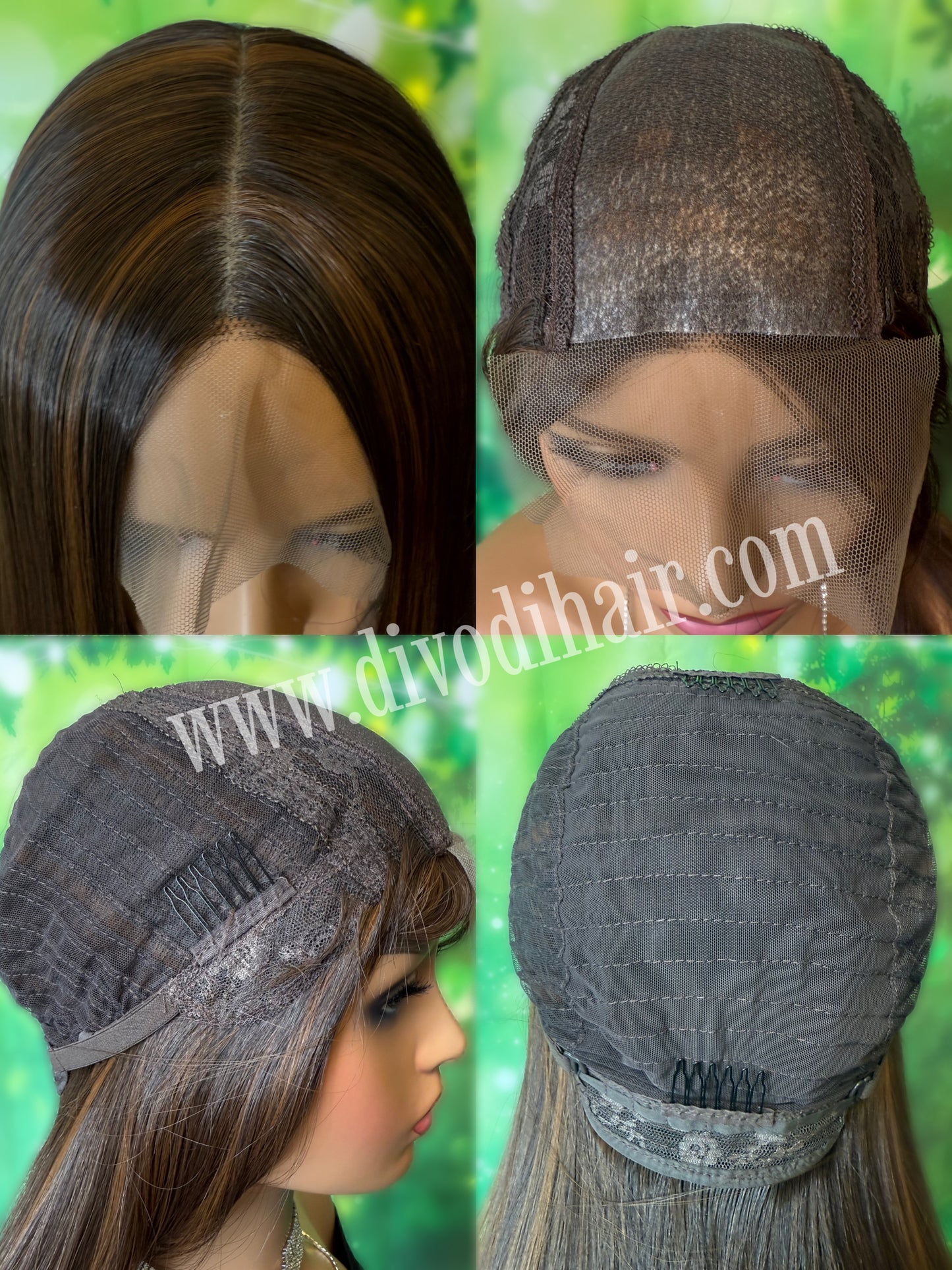 30-Inch Brown Wig with Subtle Highlights -Futura Fiber - 150% Density - DH315