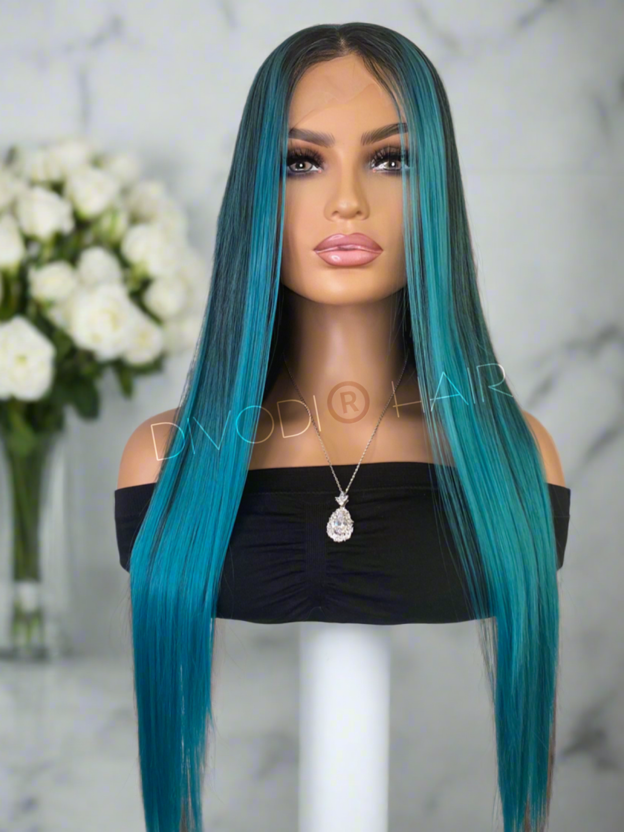 Neptune-Ombre Blue Futura Fiber (13x4) Lace Front Wig