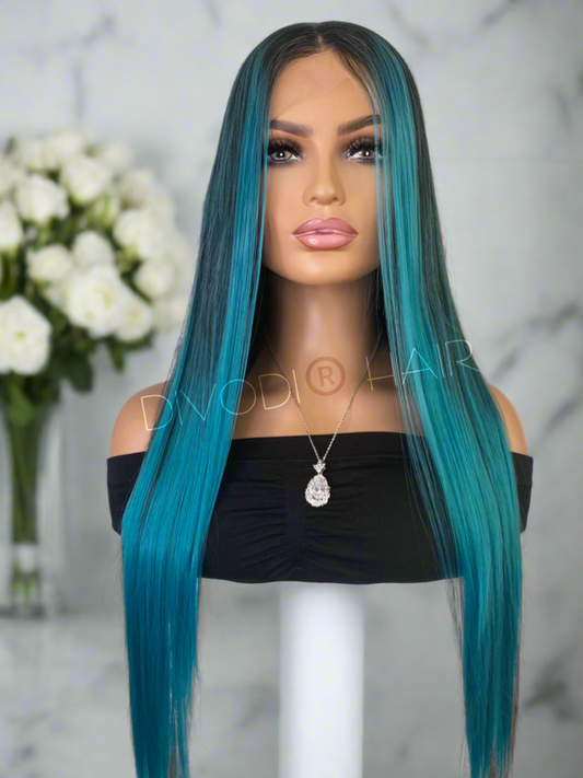 Neptune-Ombre Blue Futura Fiber (13x4) Lace Front Wig