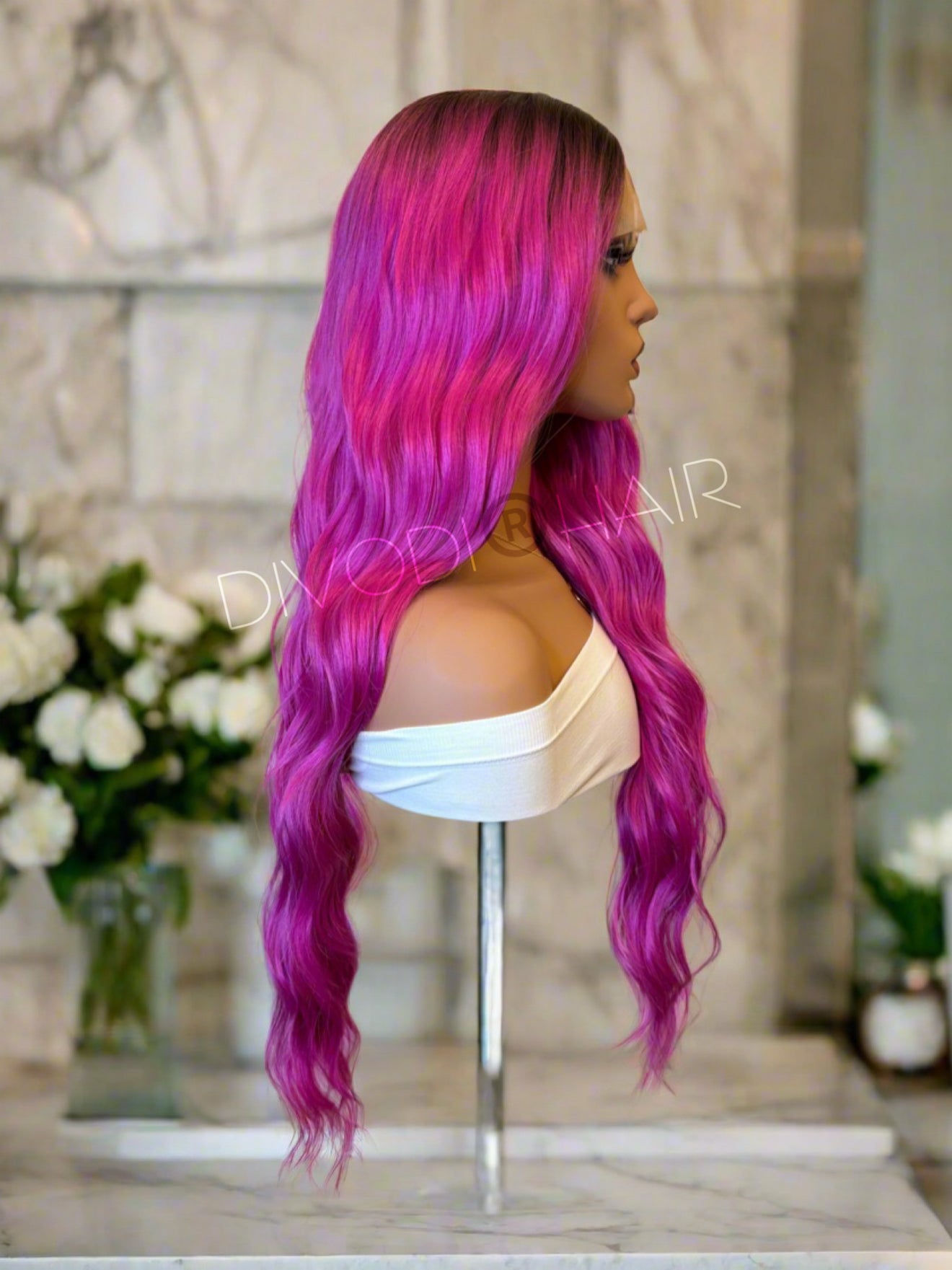 Rose-Ombre Fuchsia Futura Fiber (13x3) Lace Front Wig