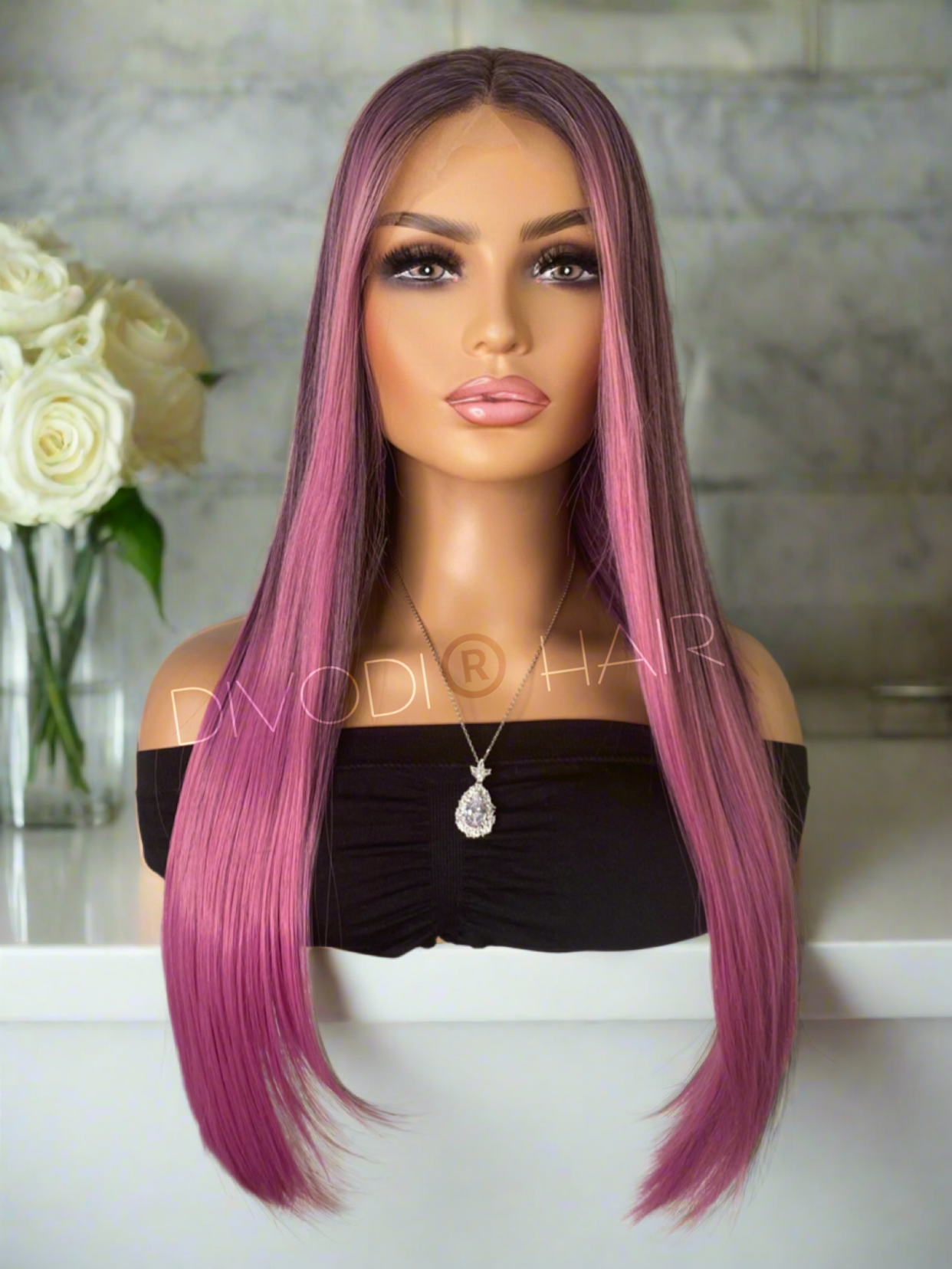 Lila-Ombre Purple Blend Futura Fiber (13x4) Lace Front Wig