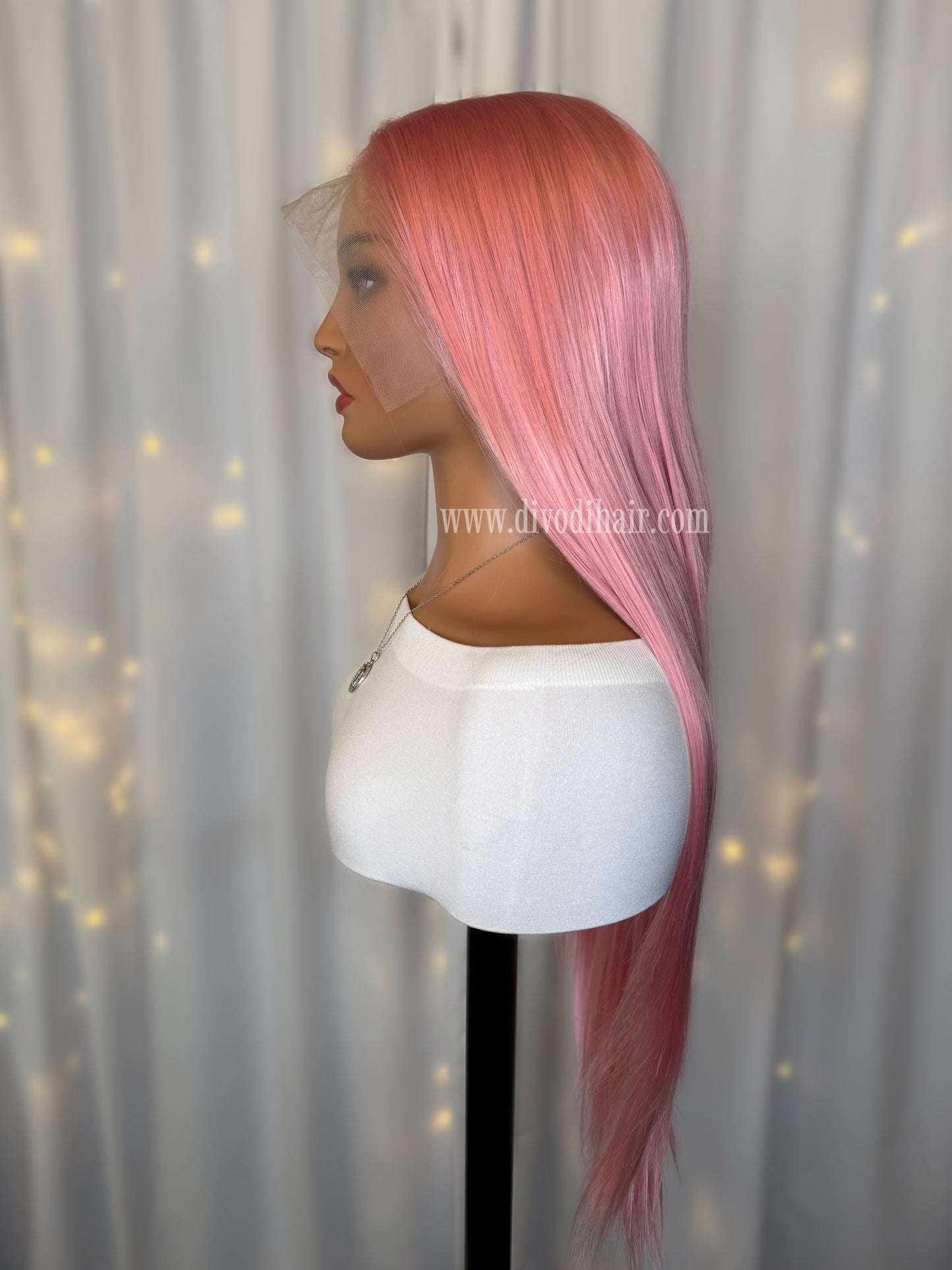 Pink-Futura Fiber-(13x6) Lace Front Wig-DH204