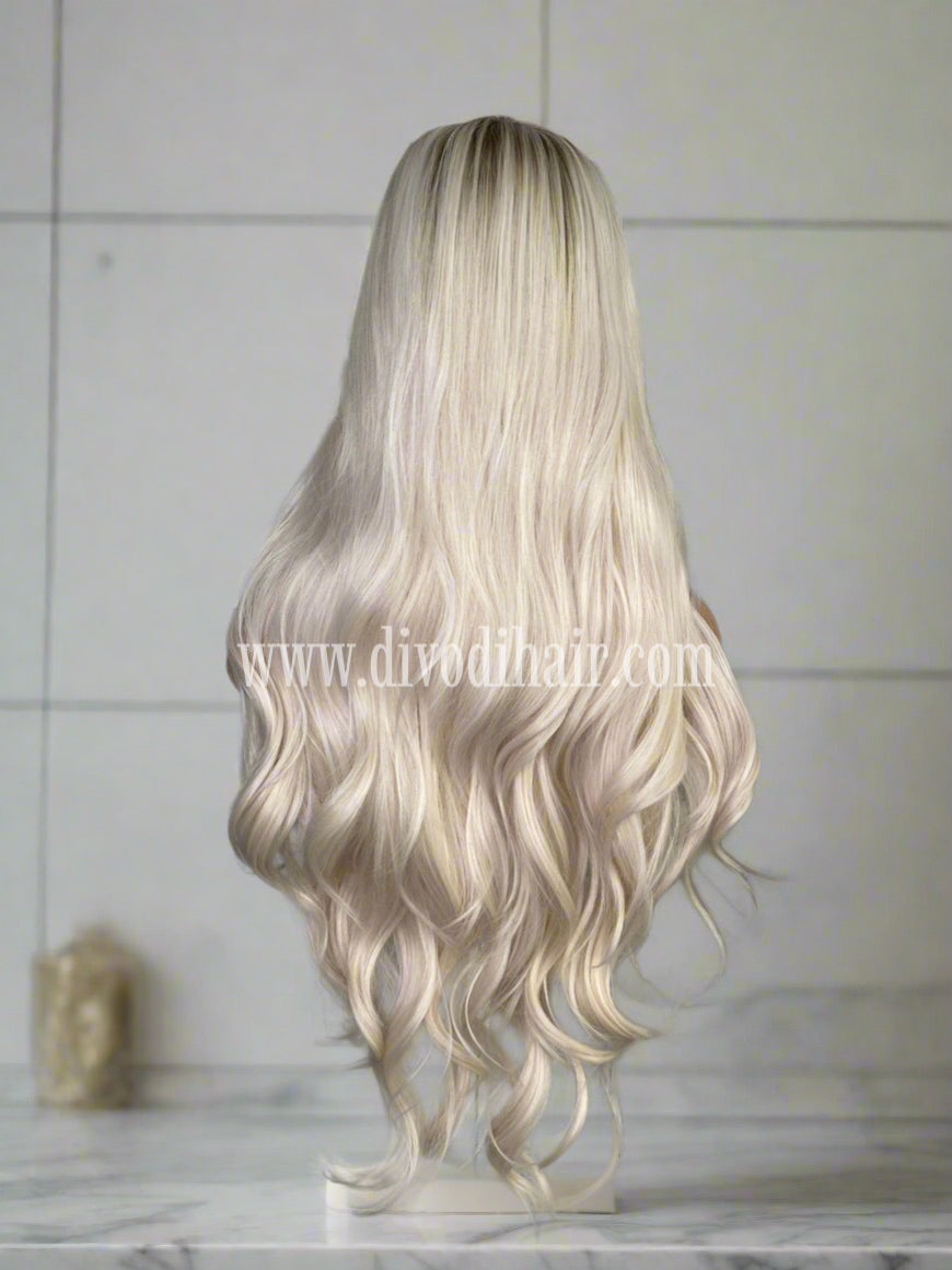 Gwen-Ombre Platinum Blonde T-Part Lace Front Wig