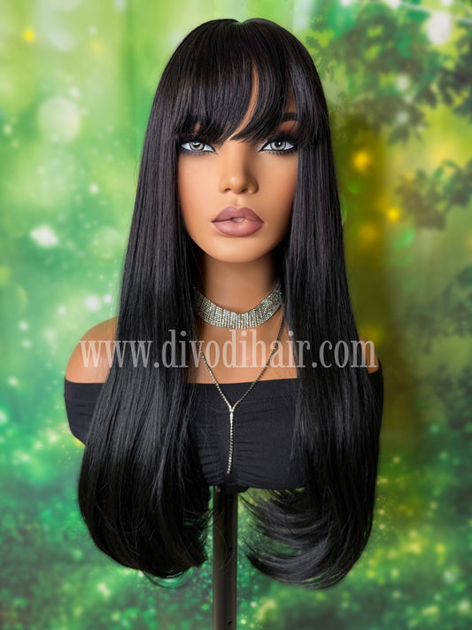 Black Wig with Bangs-DH339