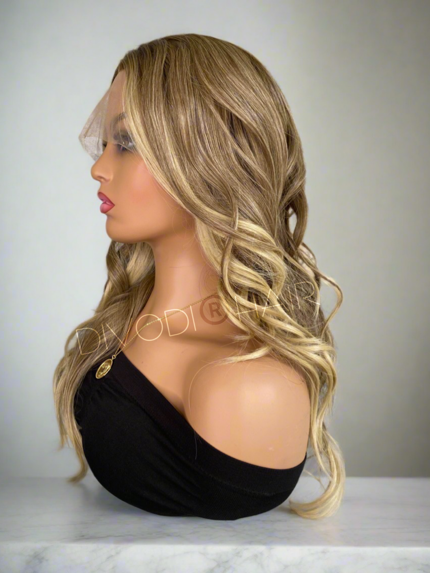 Kay-Dark Blonde/Highlights Futura Fiber T-Part Lace Front Wig