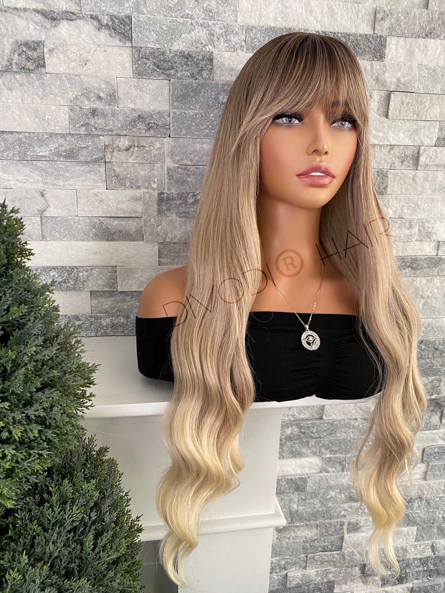 Clara-Ombre Blonde with Bangs Non-Lace Wig