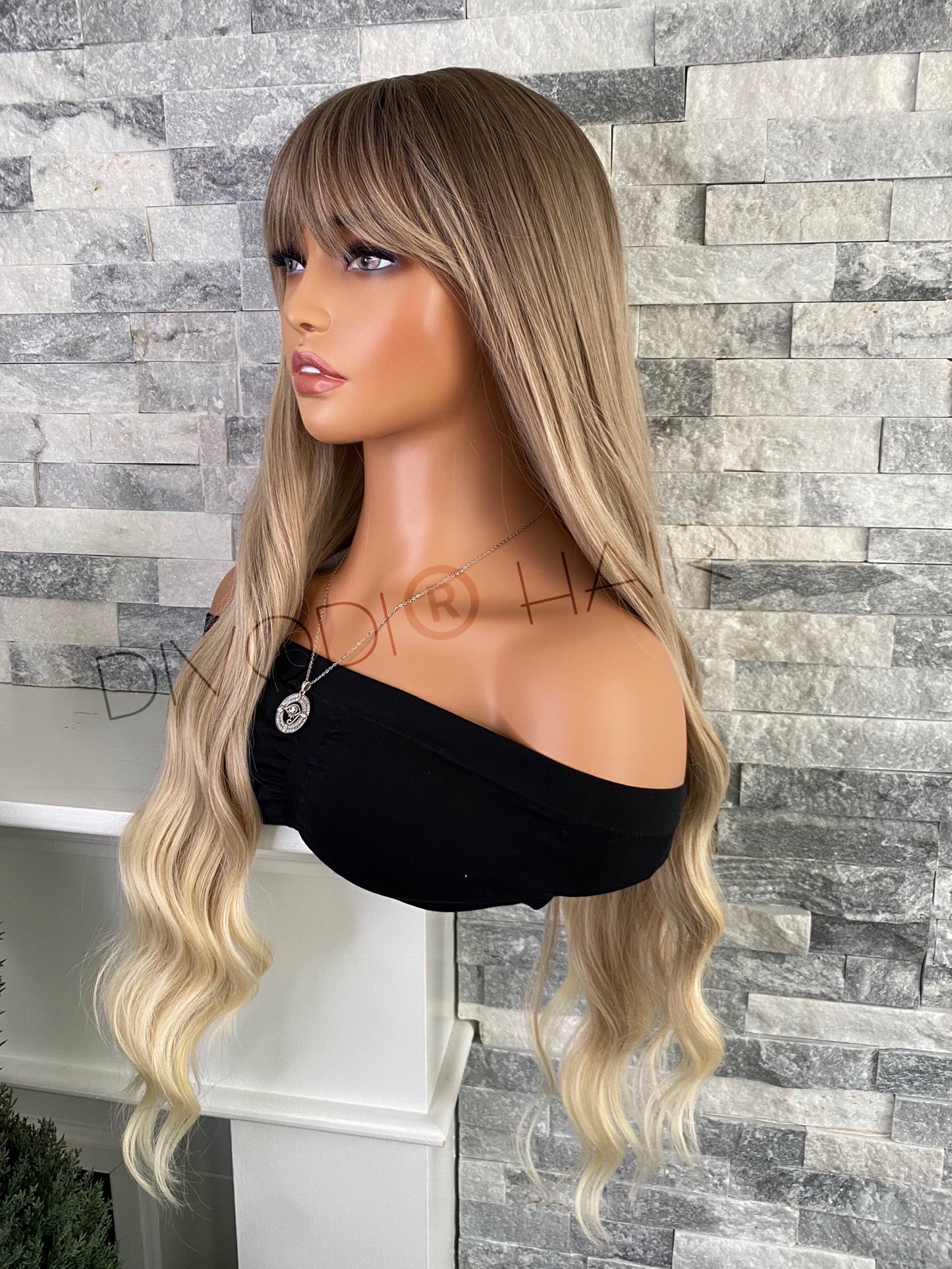 Clara-Ombre Blonde with Bangs Non-Lace Wig