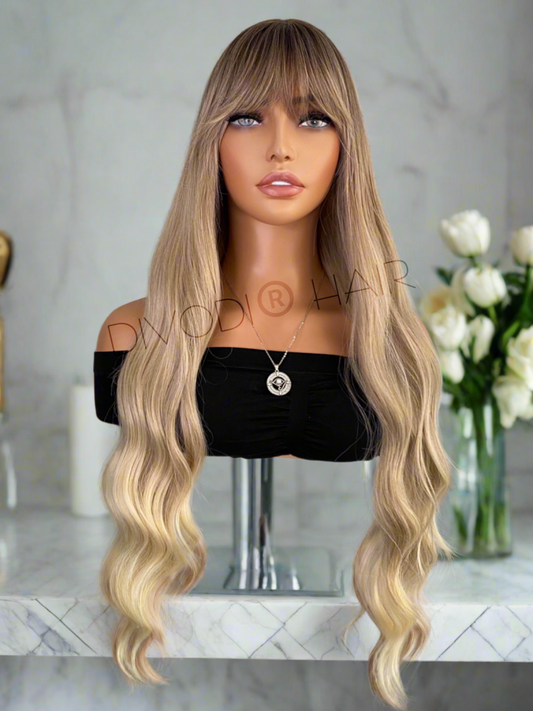 Clara-Ombre Blonde with Bangs Non-Lace Wig
