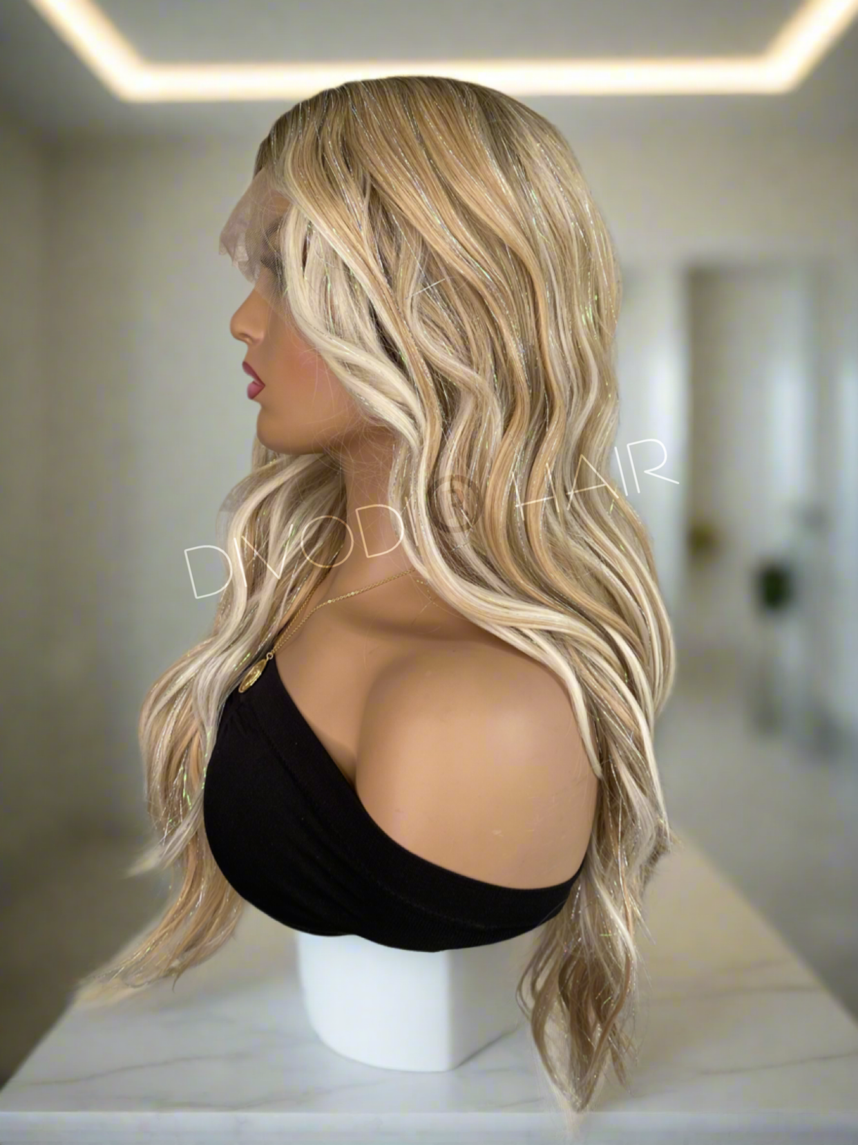 Starlight-Ombre Blonde Futura Fiber/Tinsel Blend T-Part Lace Front Wig
