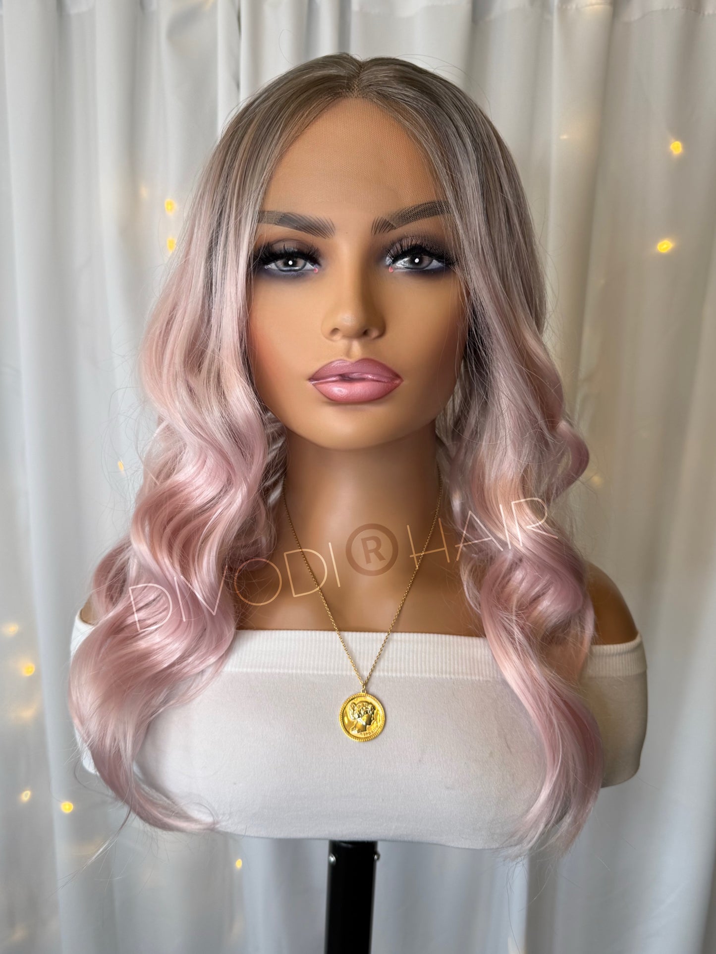 Beth-Ombre Pink Shiny-T-Part Lace Front Wig